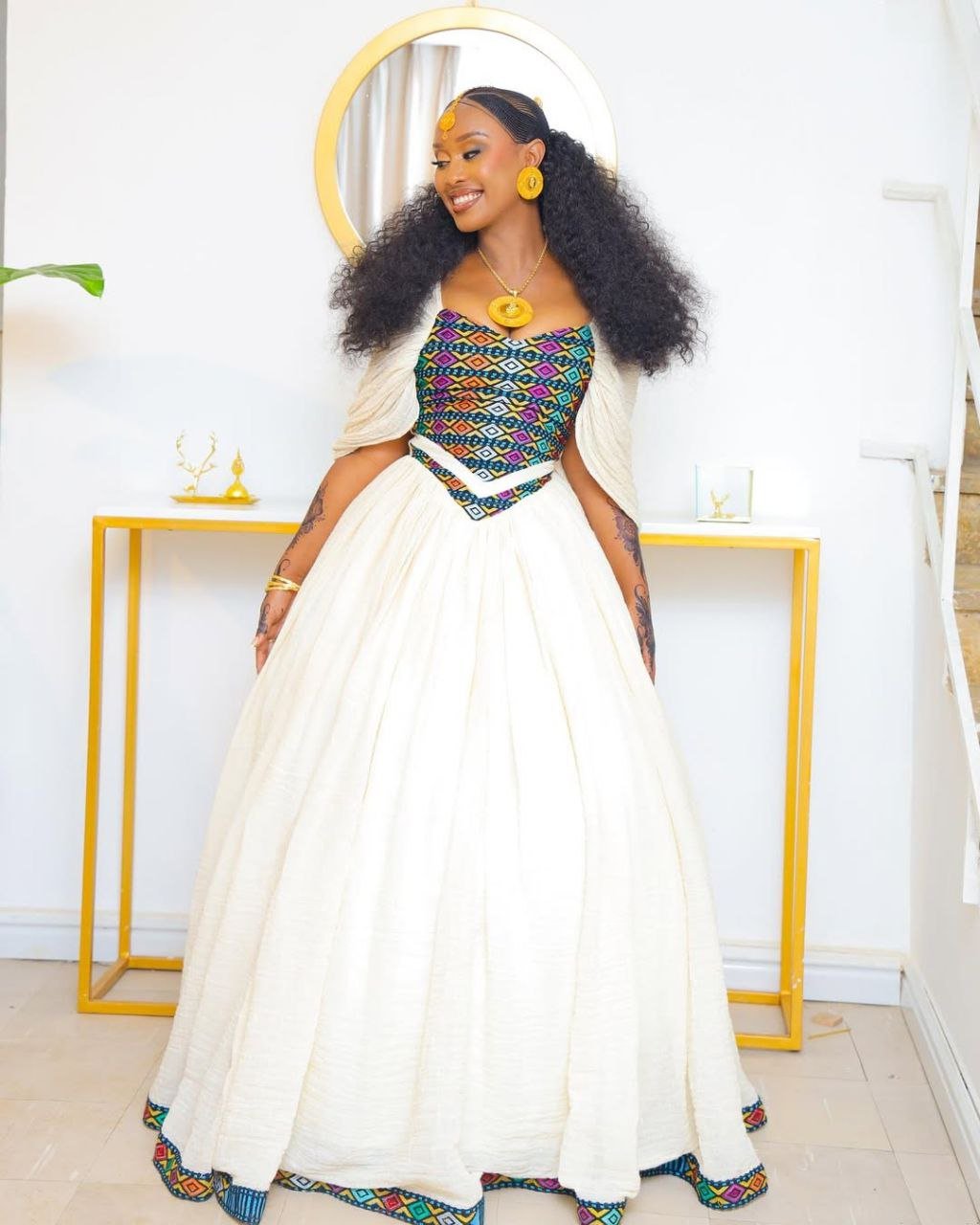 Vibrant Zuria with Bold Pattern β Habesha Clothing - Habesha Kemis - Habesha Dress