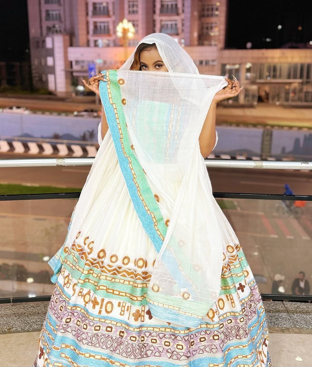 Stunning Habesha Kemis with Vibrant Patterns – Ethiopian Wedding Dress – Habesha Clothing – Ethiopian Dress