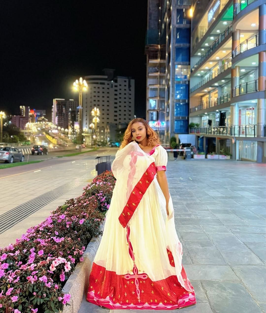 Elegant Red Habesha Kemis with Intricate Details – Ethiopian Traditional Clothing – Habesha Dress – Ethiopian Dress