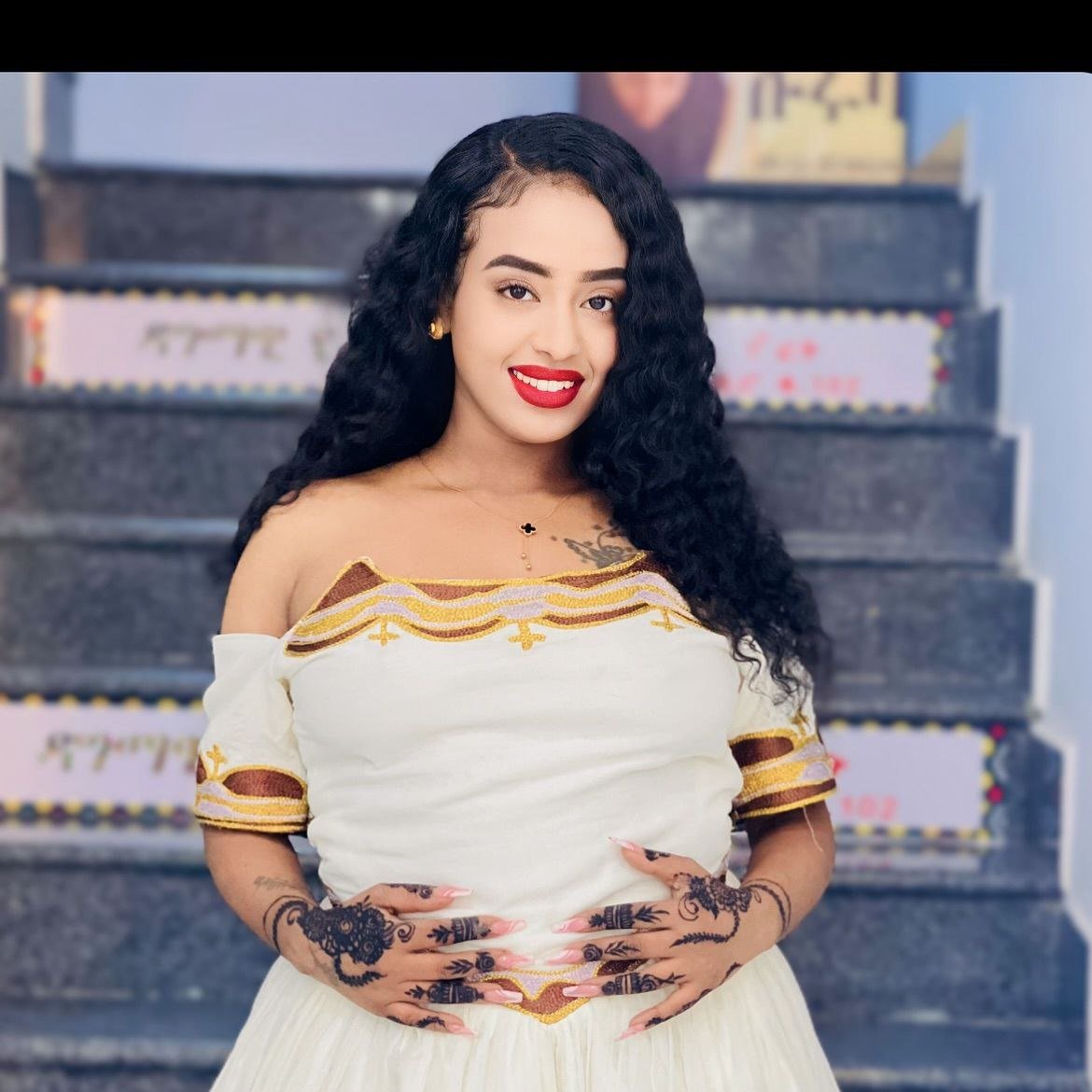Stunning Habesha Kemis with Brown and Gold Accents – Habesha Dress – Ethiopian Traditional Clothing