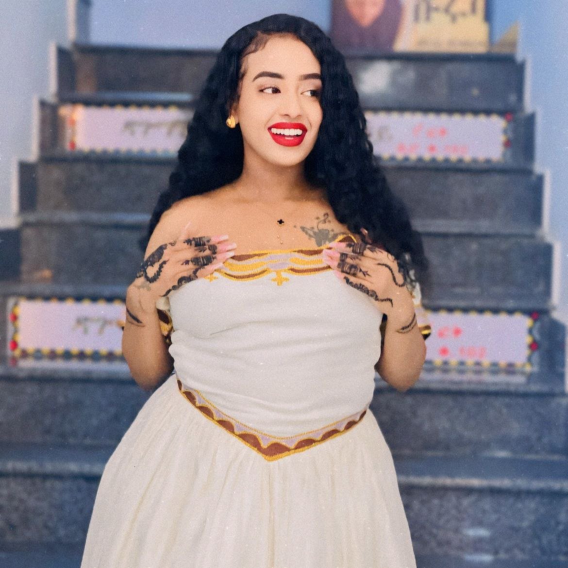 Stunning Habesha Kemis with Brown and Gold Accents – Habesha Dress – Ethiopian Traditional Clothing