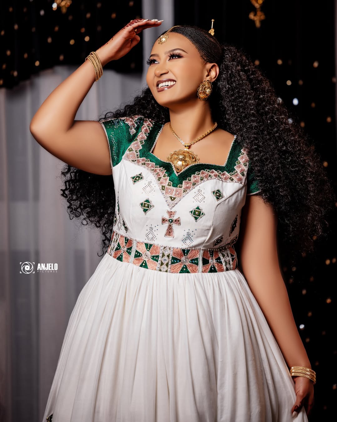 Traditional Ethiopian Dress with Intricate Tilet