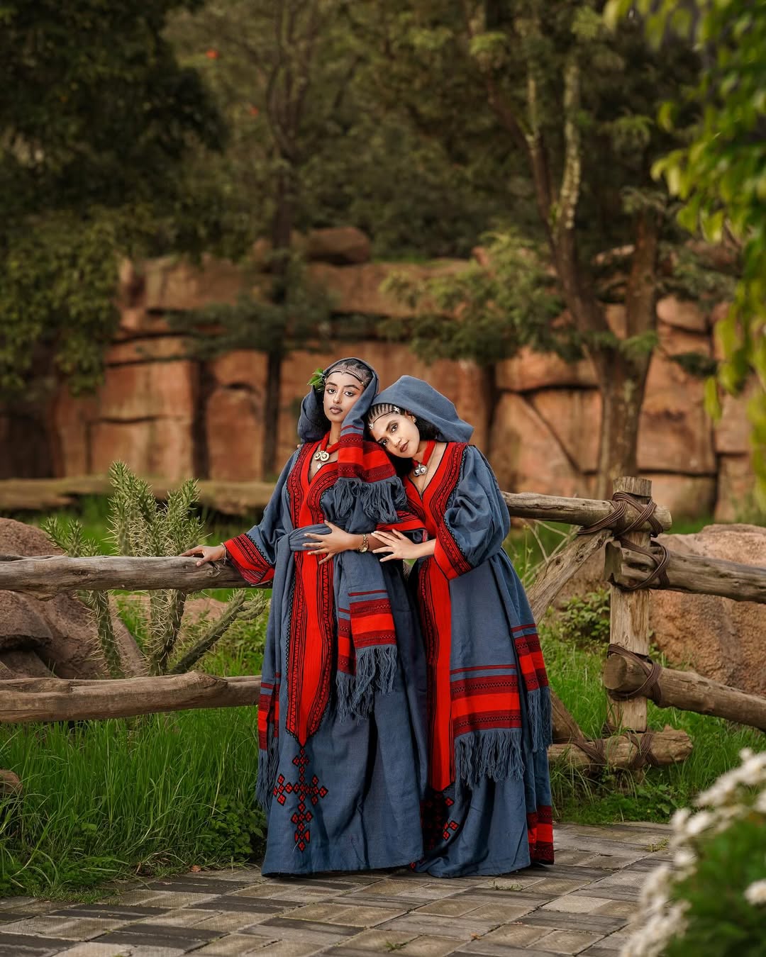 Cultural Habesha Dress Blue and Red Habesha Kemis Holiday Style Ethiopian Clothing 0023