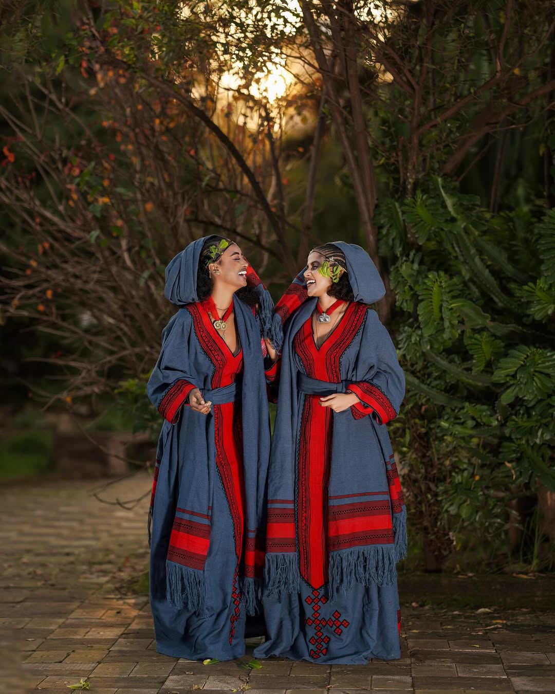 Cultural Habesha Dress Blue and Red Habesha Kemis Holiday Style Ethiopian Clothing 0023