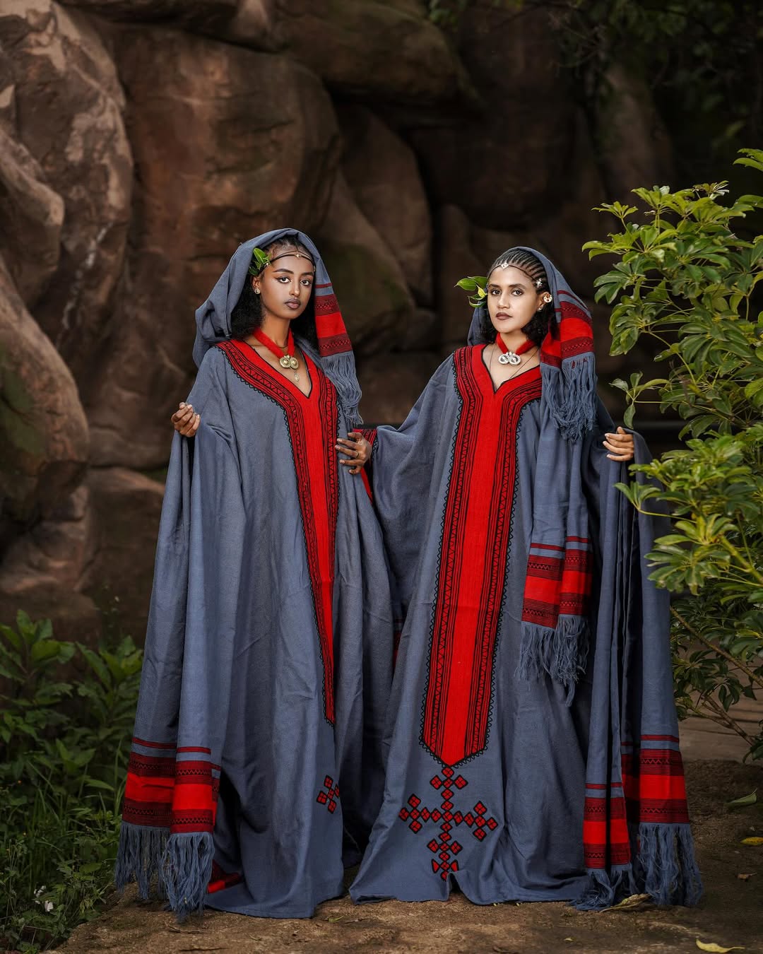 Cultural Habesha Dress Blue and Red Habesha Kemis Holiday Style Ethiopian Clothing 0023