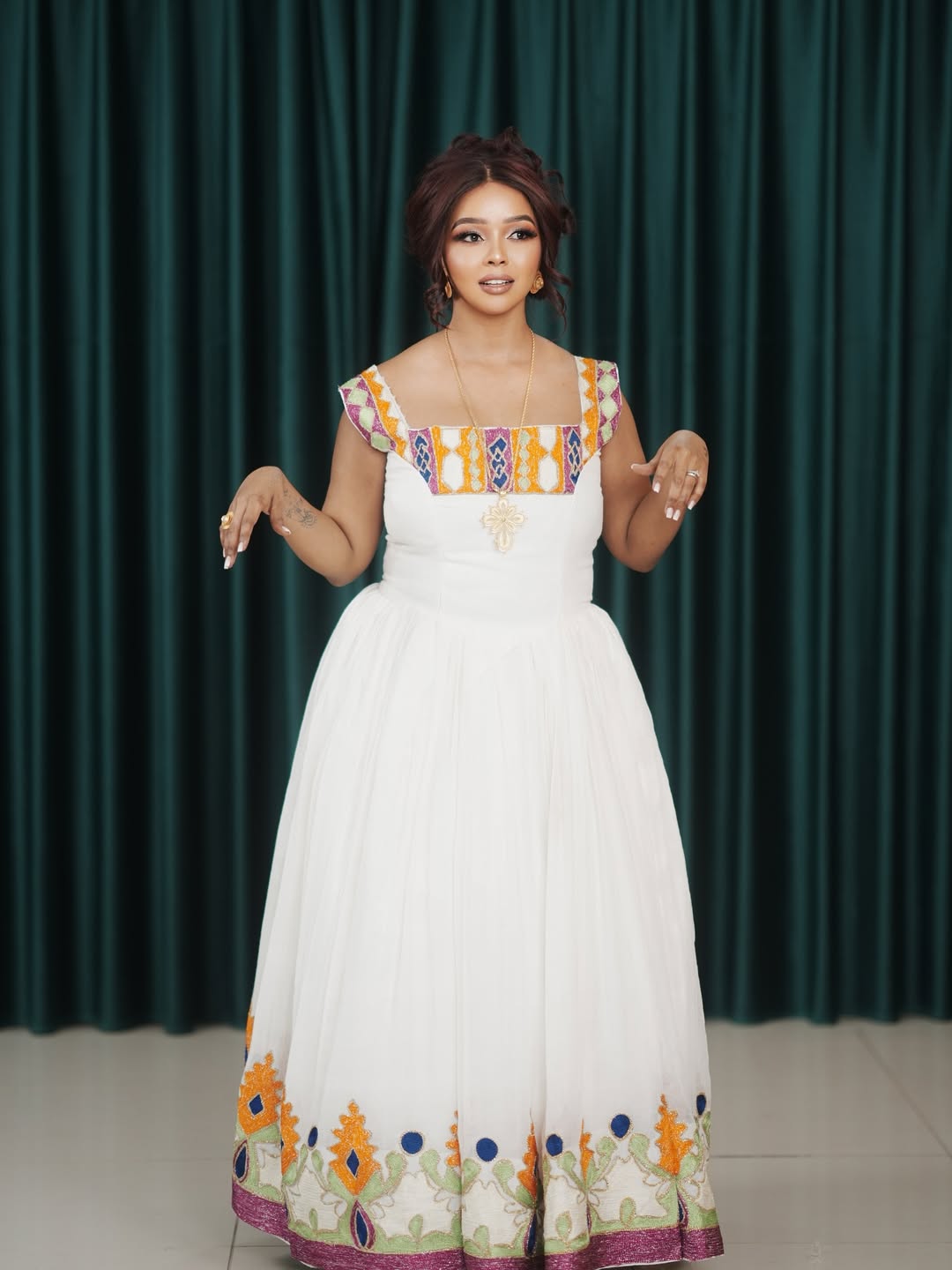 Unique Habesha Dress Colorful Pattern Habesha Kemis Event Style Ethiopian Traditional Dress 0026