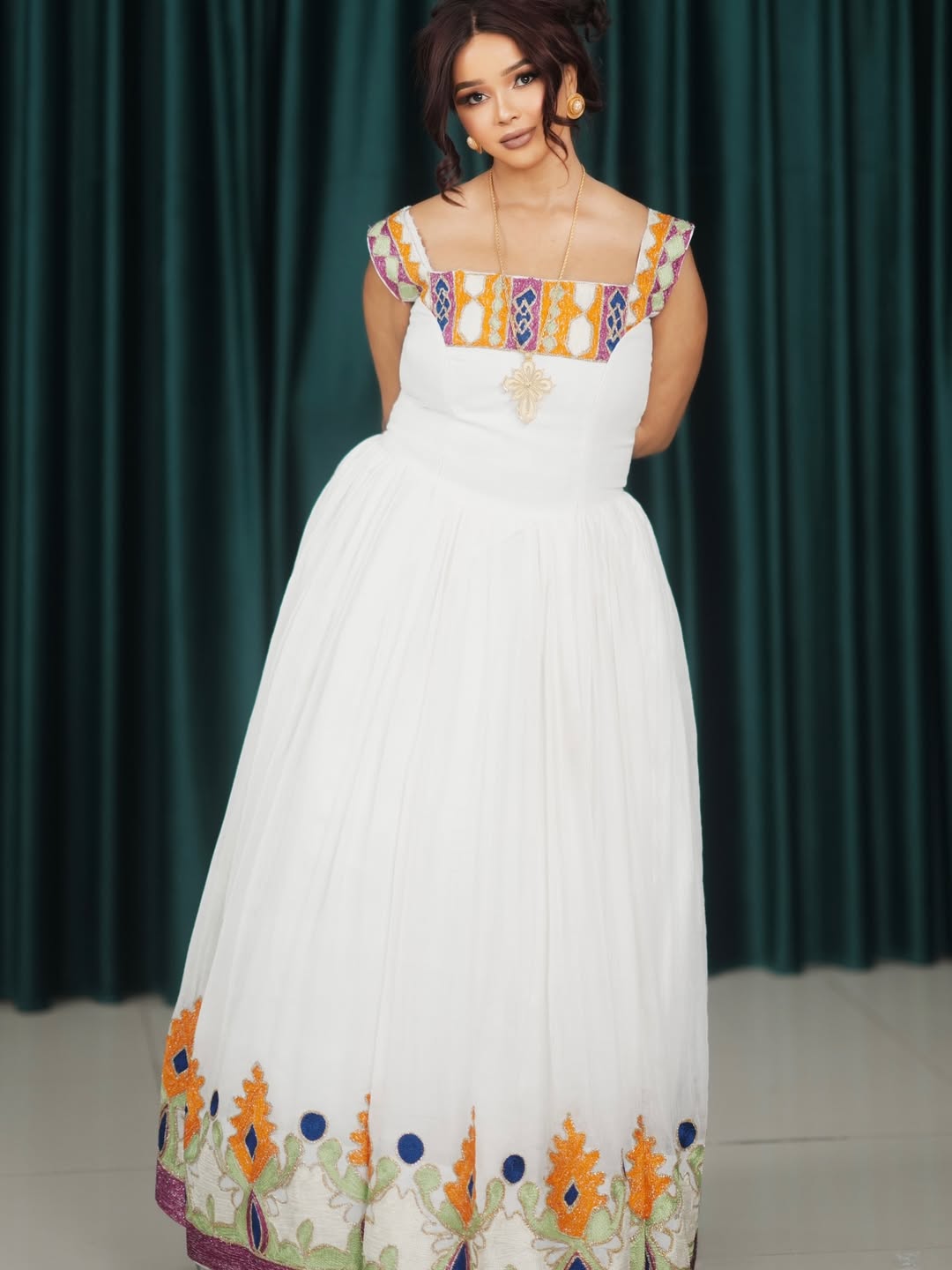 Unique Habesha Dress Colorful Pattern Habesha Kemis Event Style Ethiopian Traditional Dress 0026