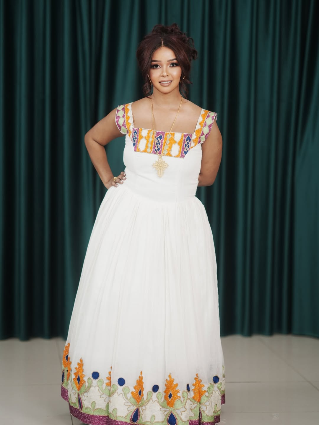 Unique Habesha Dress Colorful Pattern Habesha Kemis Event Style Ethiopian Traditional Dress 0026