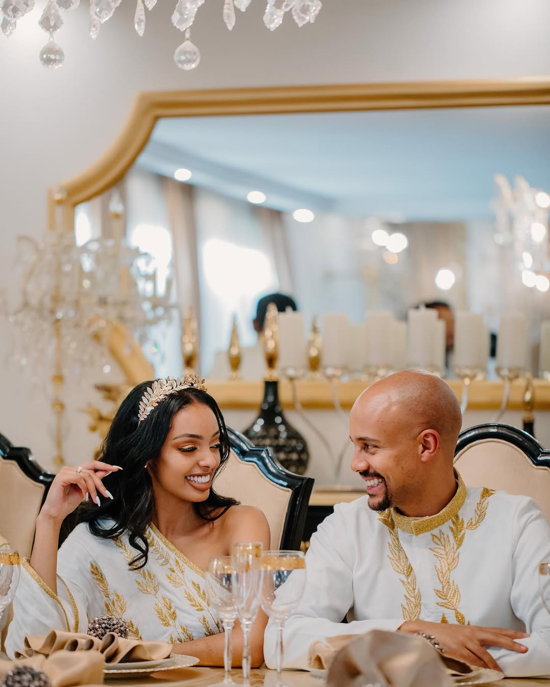Golden Tibeb Ethiopian Matching Outfit Minimalist Habesha Couple's Outfit Stylish Habesha Clothing 0034