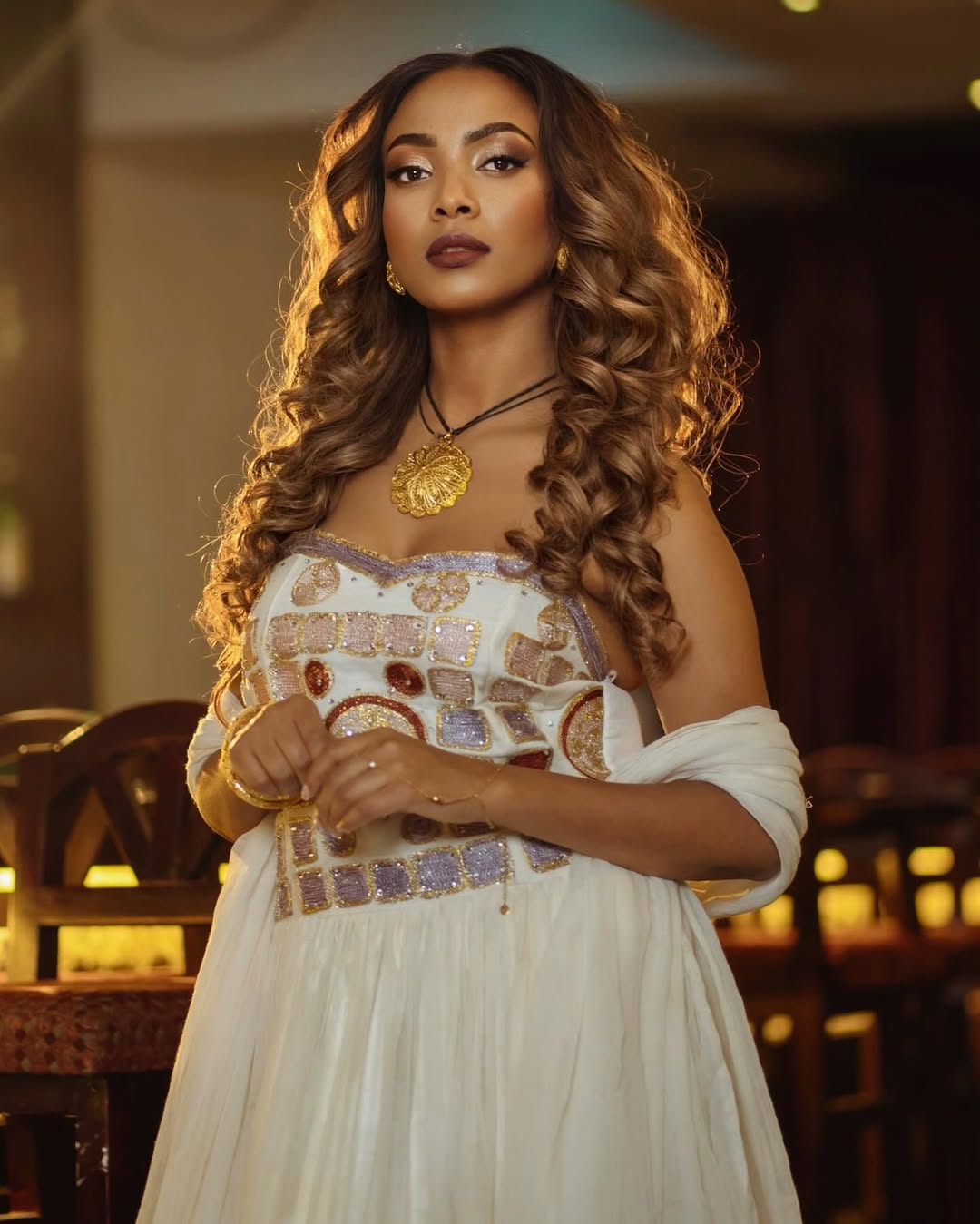 Regal Ethiopian Clothing Handcrafted Habesha Kemis with Tilet Embroidery Timeless Habesha Dress 0038