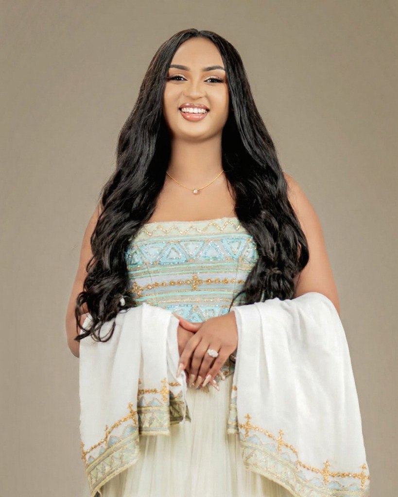 Elegant Habesha Kemis Green and Gold Tibeb Embroidery Habesha Dress Strapless Ethiopian Dress 0040