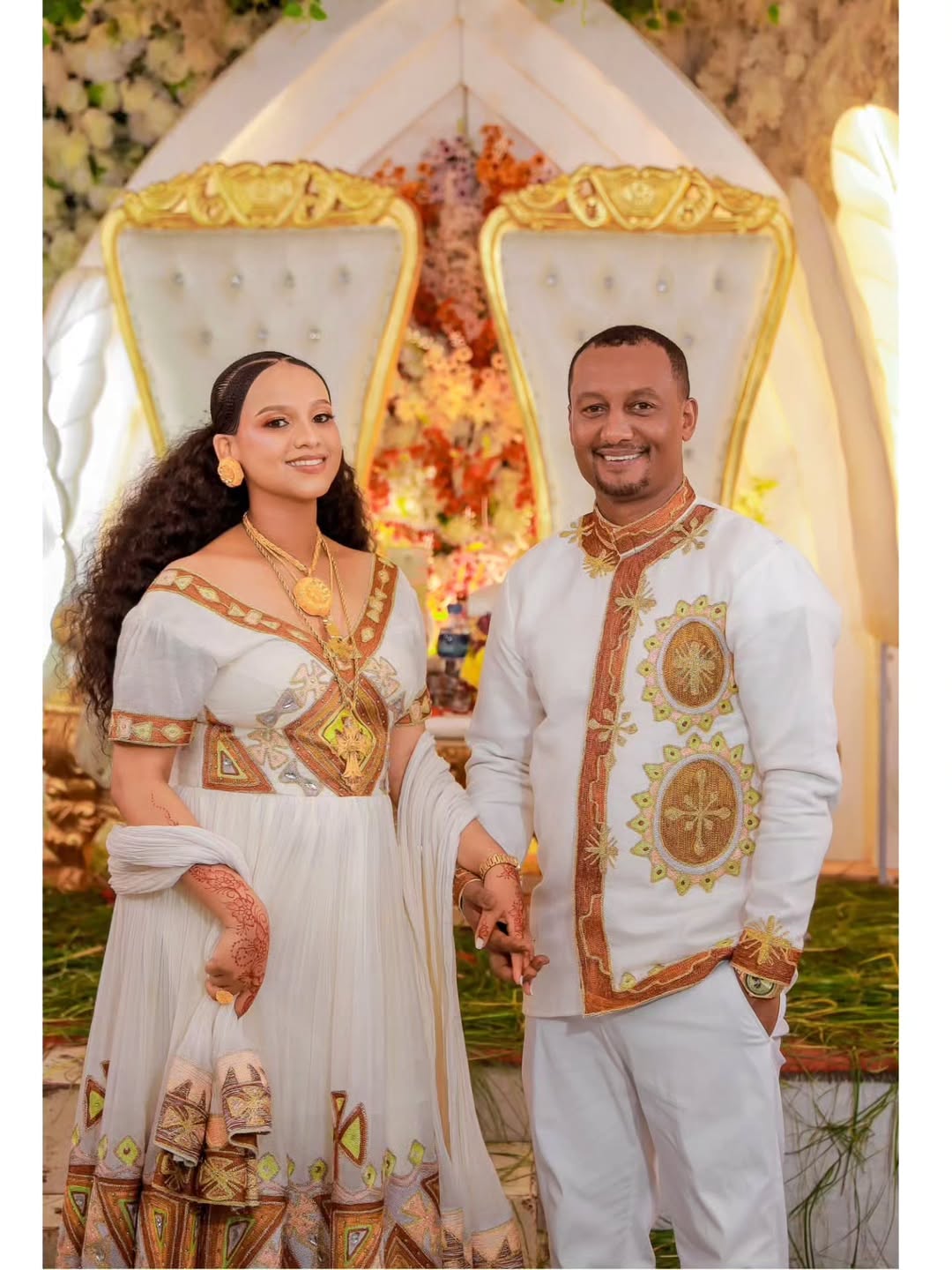 Ethiopian Wedding Couple's Outfit Royal Habesha Kemis & Men’s Suit Ethiopian Wedding Outfit 0042