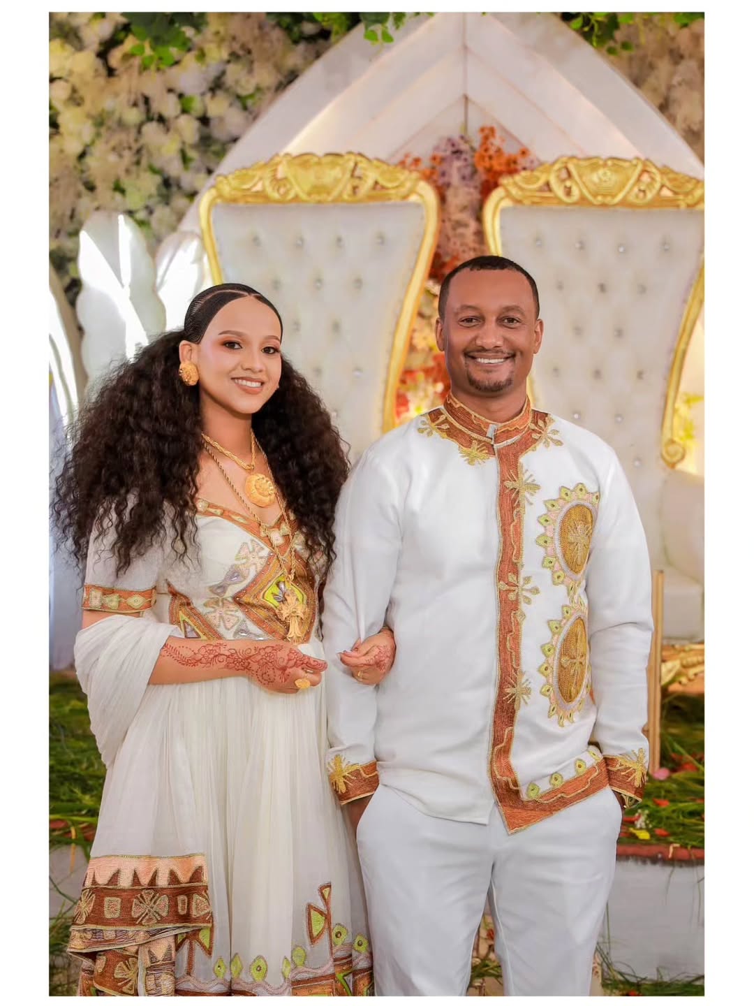 Ethiopian Wedding Couple's Outfit Royal Habesha Kemis & Men’s Suit Ethiopian Wedding Outfit 0042