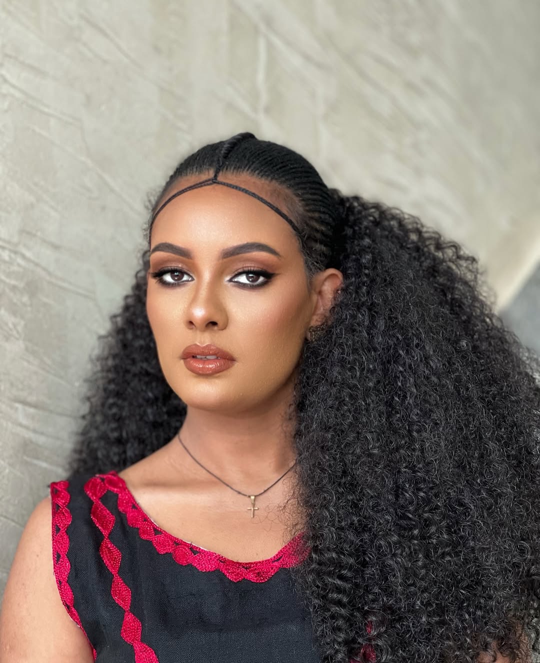 Modern Black Habesha Kemis Red Tibeb Ethiopian Dress Stylish Habesha Dress 0043