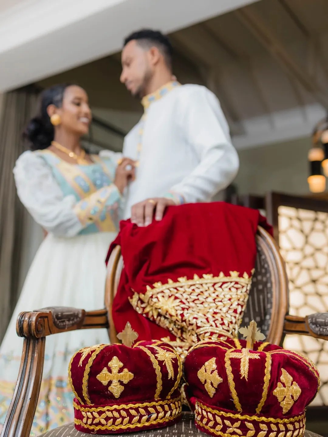 Ethiopian Couple's Traditional Set Embroidered Habesha Kemis & Formal Men's Attire Habesha Couple's Outfit 0049