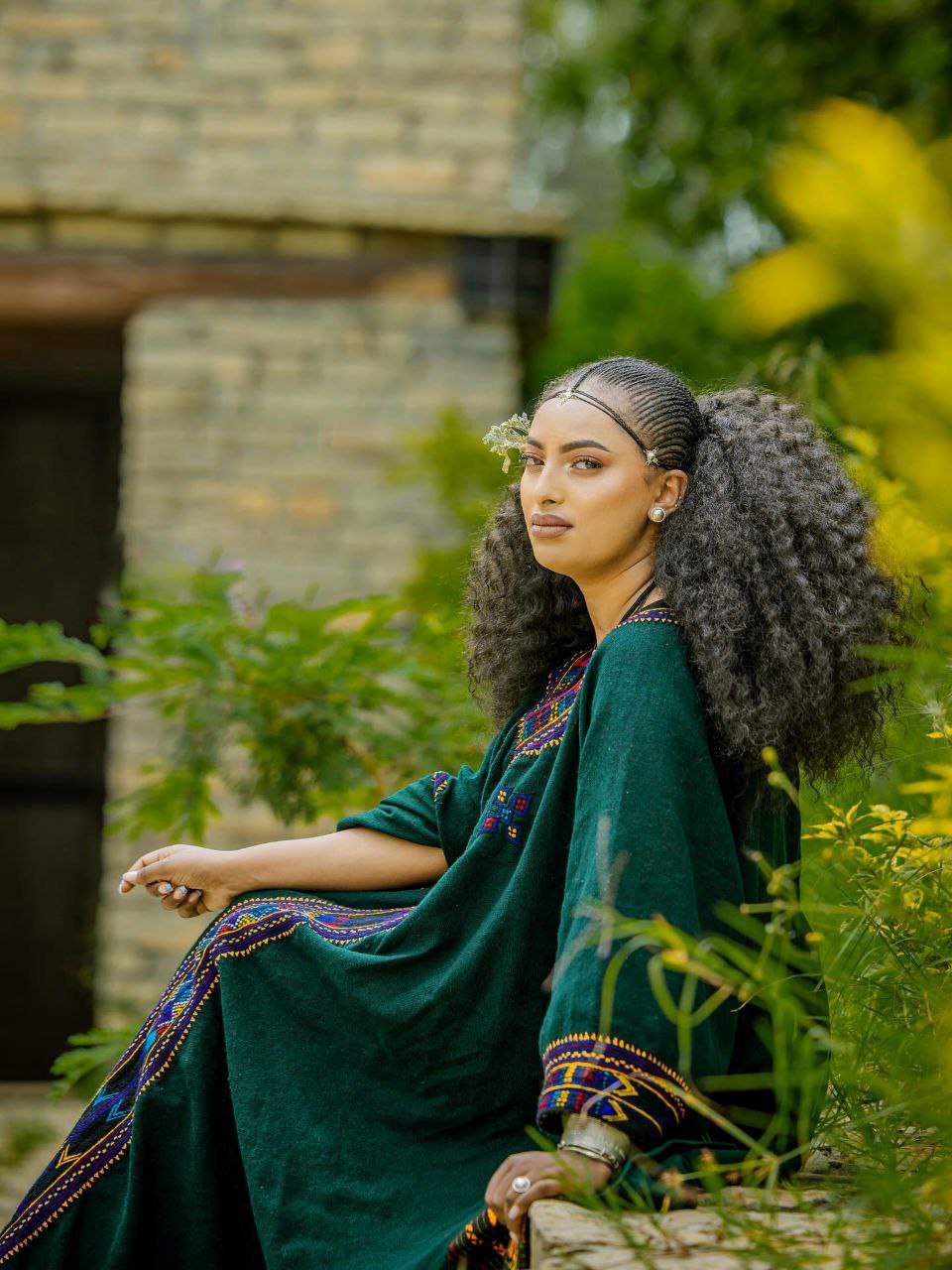 Buy Traditional Ethiopian Habesha Kemis Elegant Green Cultural Dress