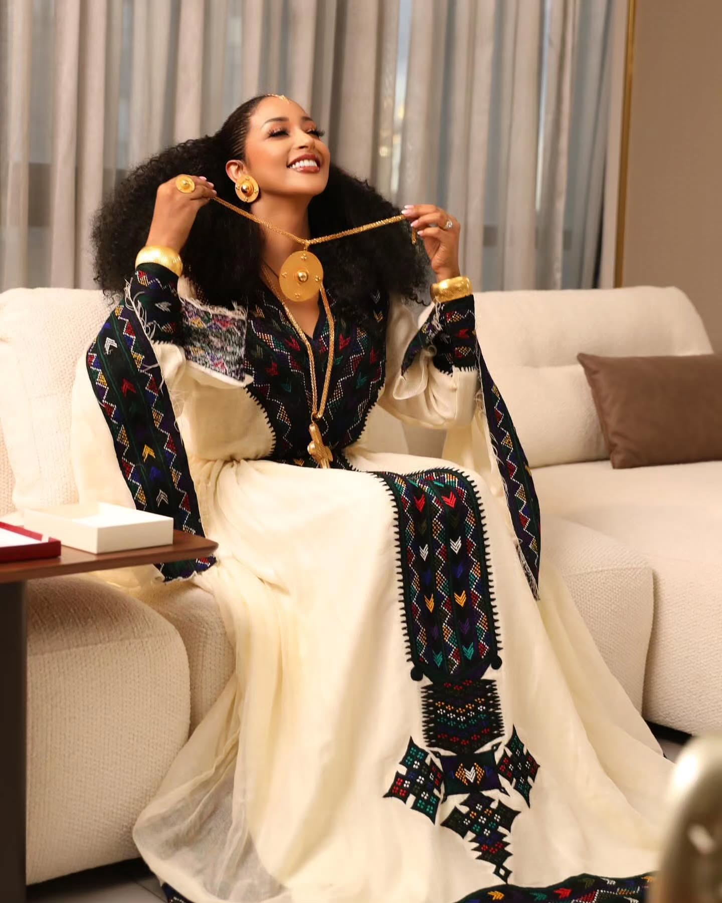 Ivory Traditional Ethiopian Dress Embroidered Habesha Kemis Timeless Habesha Dress For Festive 0065