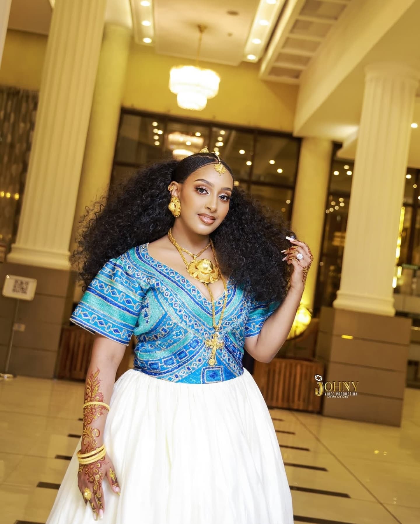 Royal Ethiopian Wedding Dress Intricate Blue Habesha Kemis Design Elegant Habesha Dress For Wedding 0083