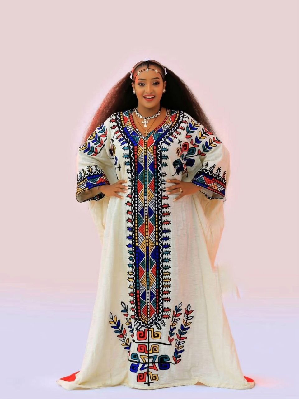 Traditional Habesha Dress Multicolor Tibeb Habesha Kemis Cultural Ethiopian Clothing For Holidays 0057