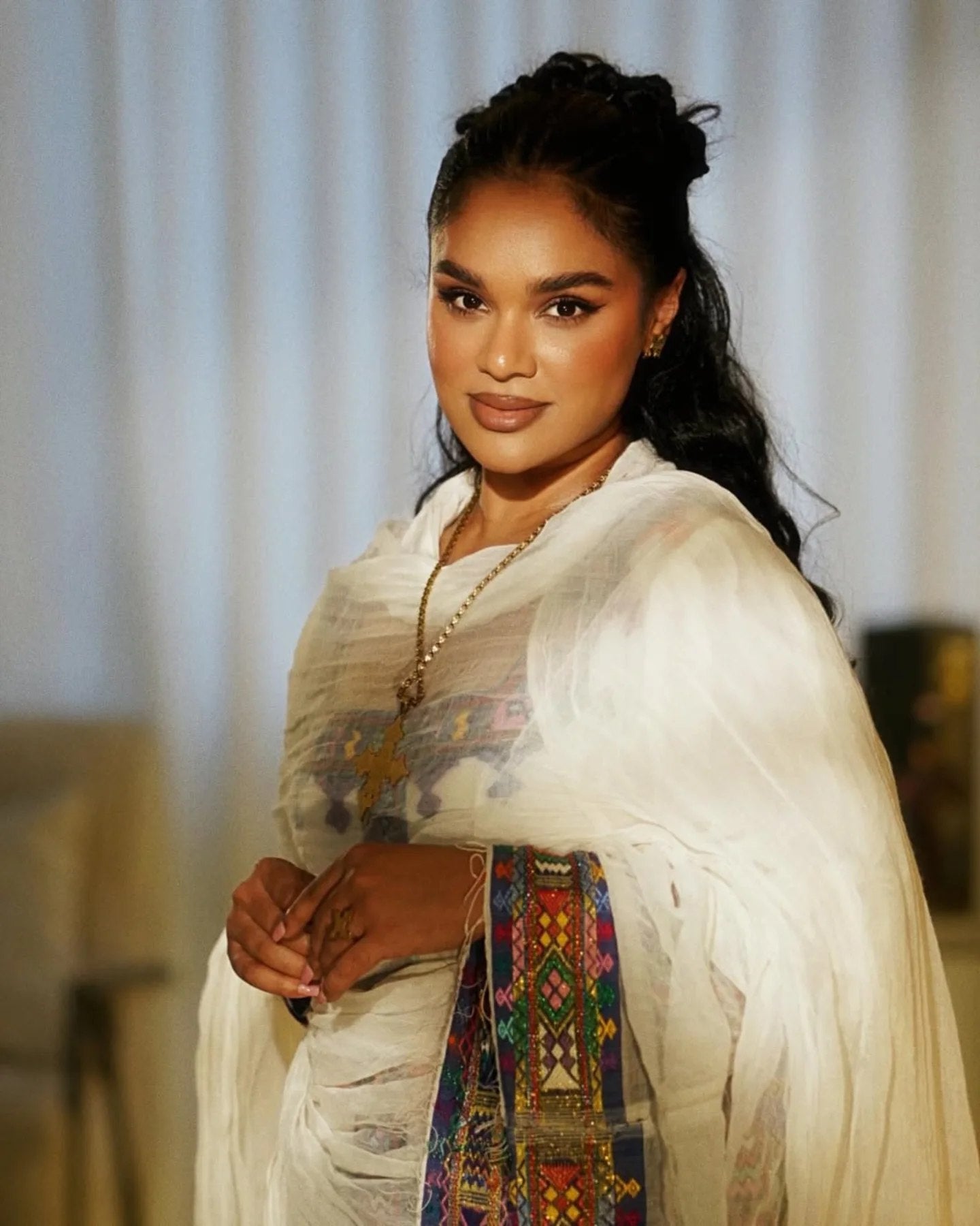 Multicolor Embroidery Ethiopian Cloth Gorgeous Design Habesha Kemis Traditional Touch Habesha Dress 0060