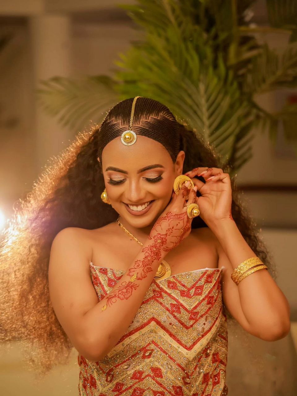Stunning Habesha Dress for Women Elegant Ethiopian Clothing Red And Gold Embroidery Habesha Wedding Dress 117