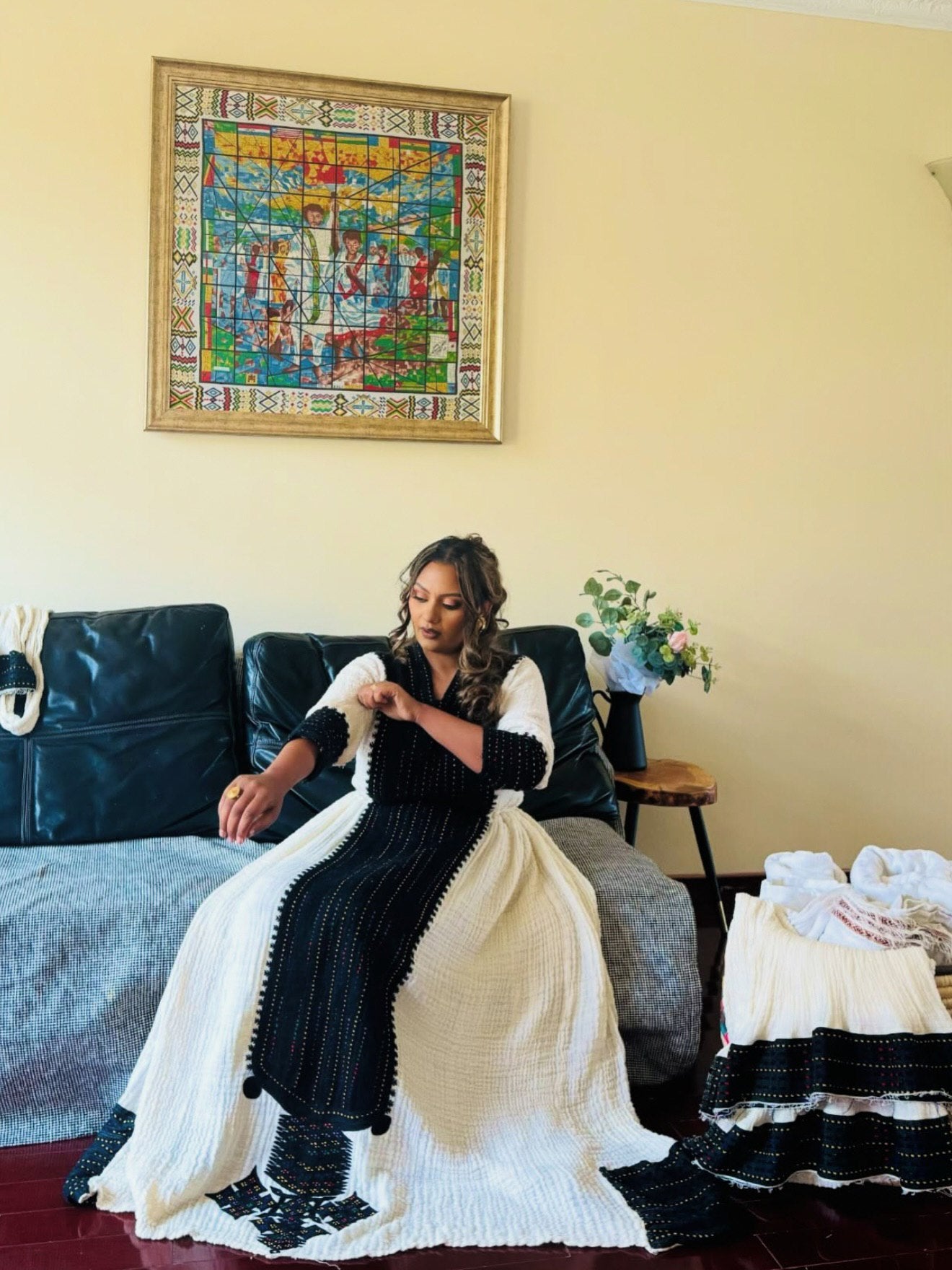 Black Embroidery Ethiopian Clothing Handwoven Habesha Kemis Traditional Habesha Dress 185