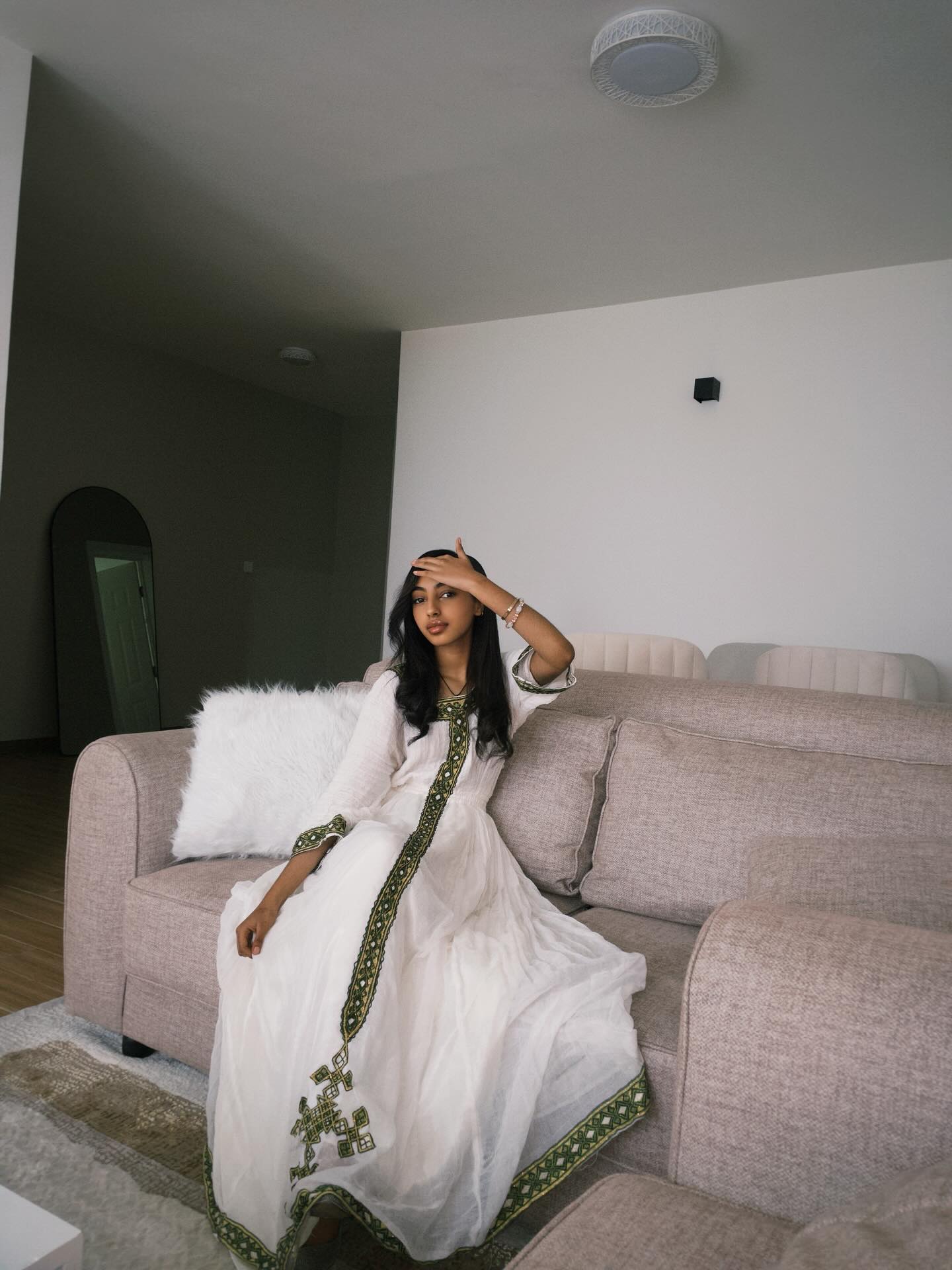 Green Embroidery Habesha Dress Handwoven Habesha Kemis Traditional Ethiopian Clothing 217