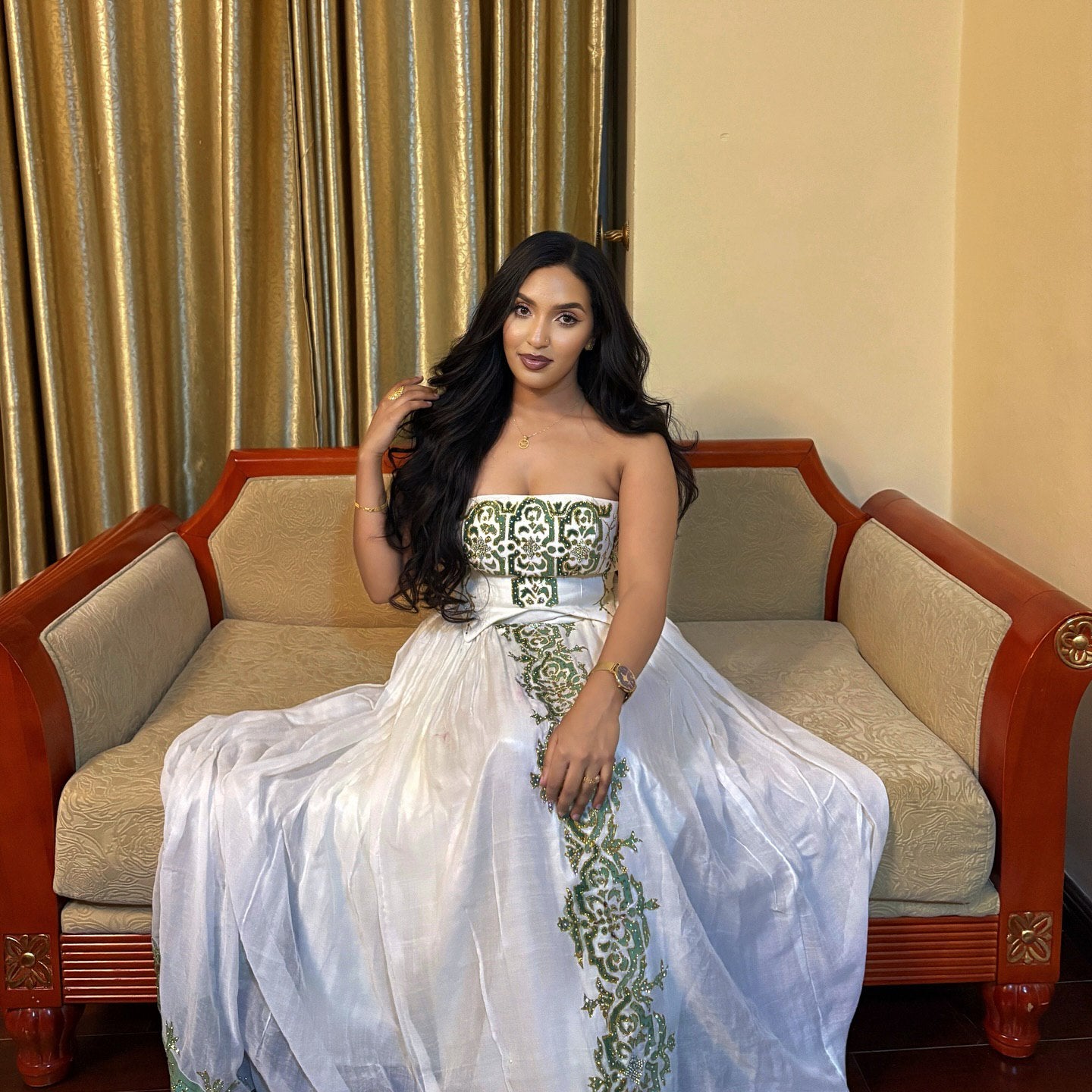 Strapless Ethiopian Traditional Dress Habesha Dress For Festive Stunning Habesha Kemis 122