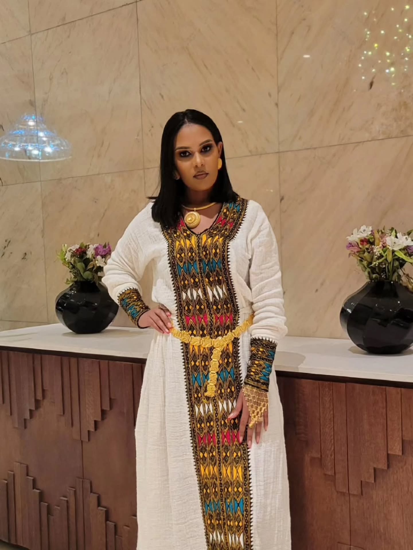 Multicolored Embroidery Ethiopian Traditional Dress Cultural Style Habesha dress Stunning Habesha Kemis 146
