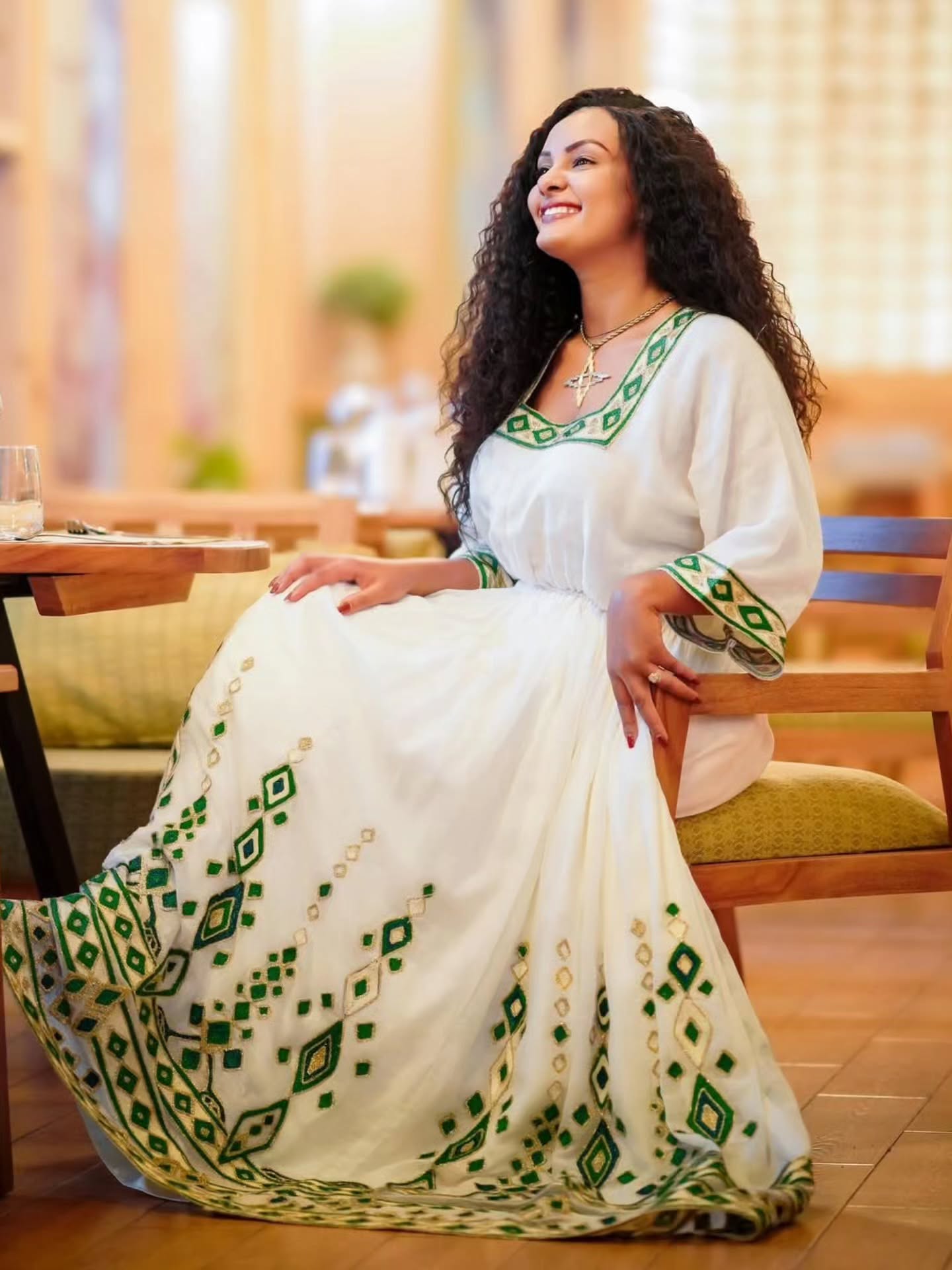 Green embroidery Habesha Dress Authentic Ethiopian Traditional Dress & Classic Habesha Kemis 164
