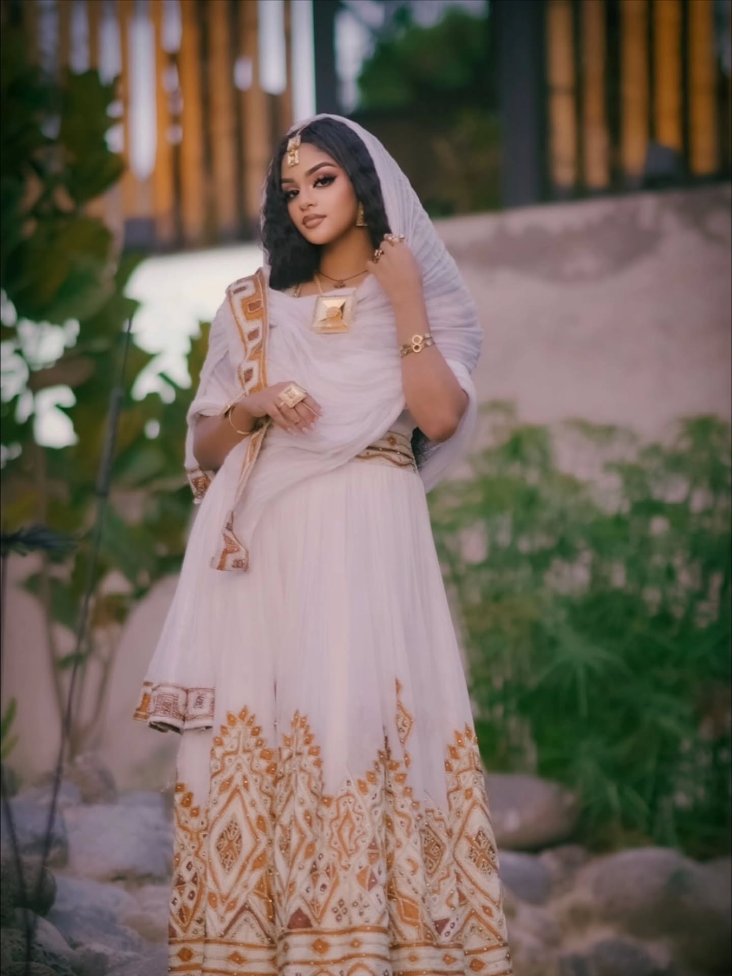 Golden Grace Habesha Dress Ethiopian Traditional Dress Habesha Kemis For Special Event 185