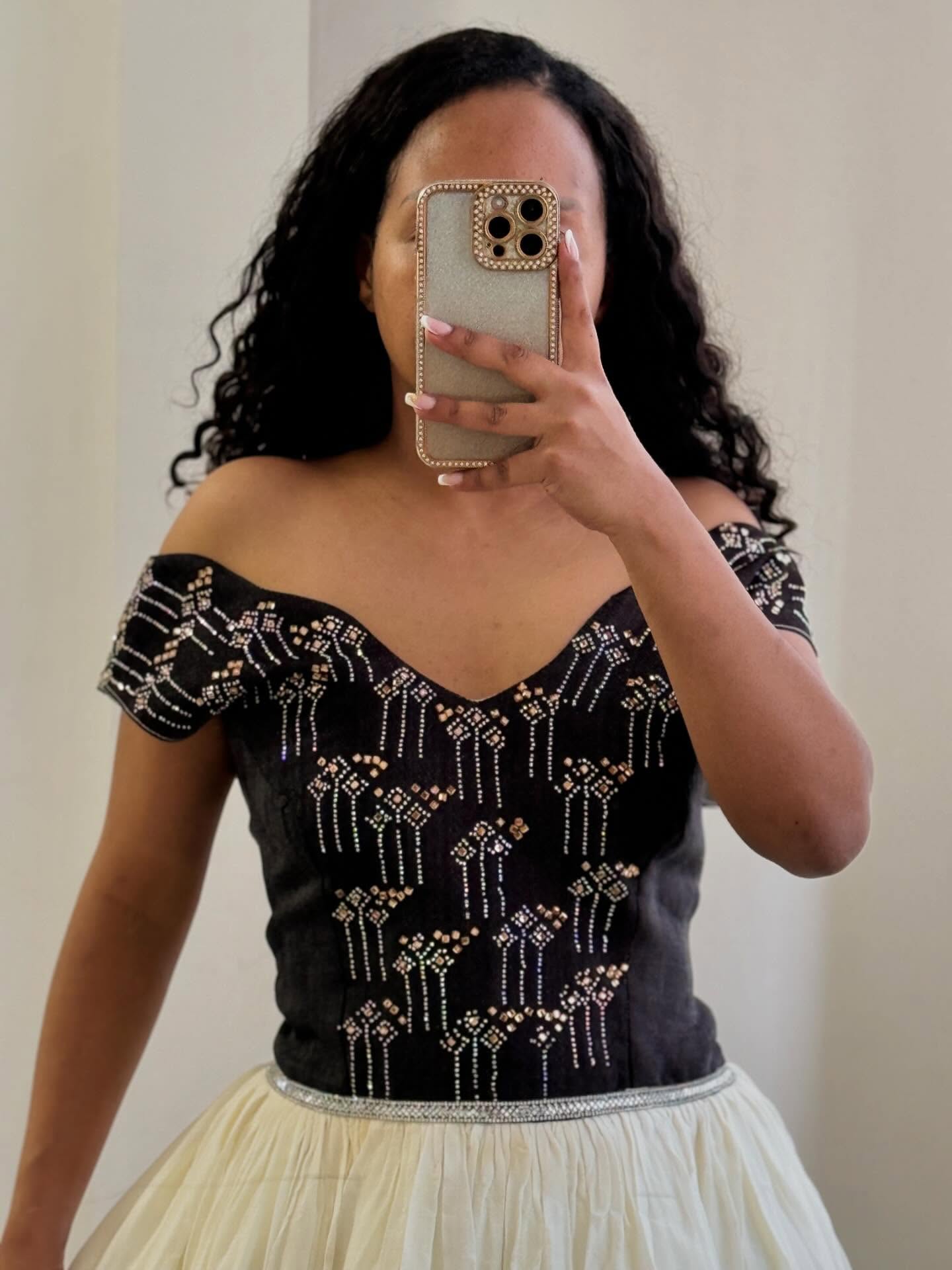 Chic Black & White Habesha Dress Traditional Ethiopian Dress Elegant Habesha Kemis 192
