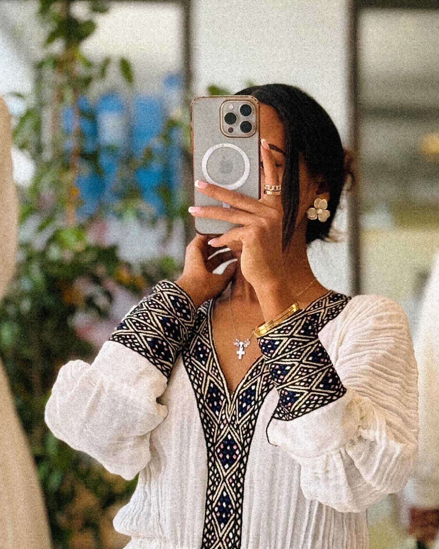 Robe Habesha à manches longues, tenue traditionnelle éthiopienne authentique, Habesha Kemis de fête 354