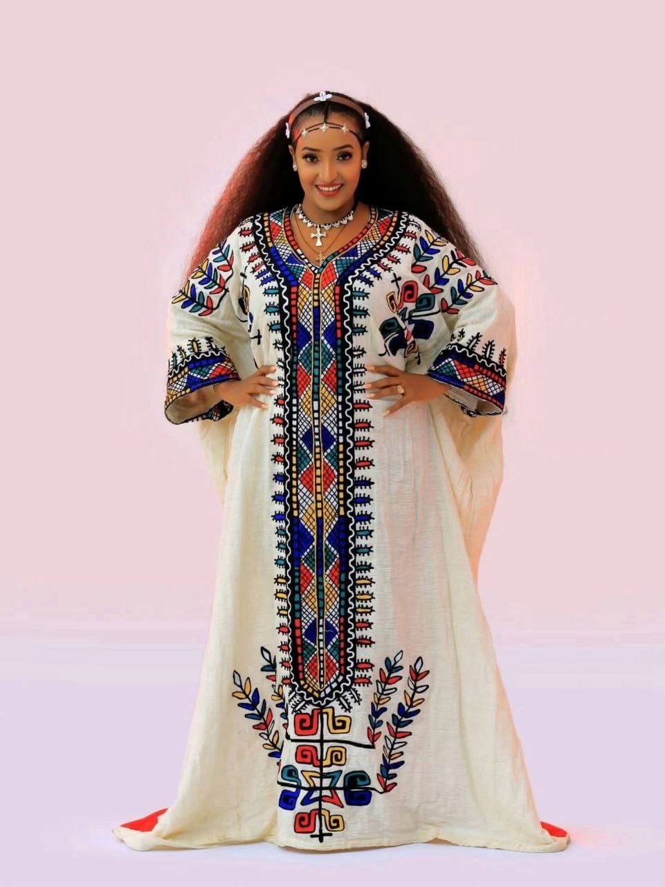 Traditional Habesha Dress Multicolor Tibeb Habesha Kemis Cultural Ethiopian Clothing For Holidays 0057