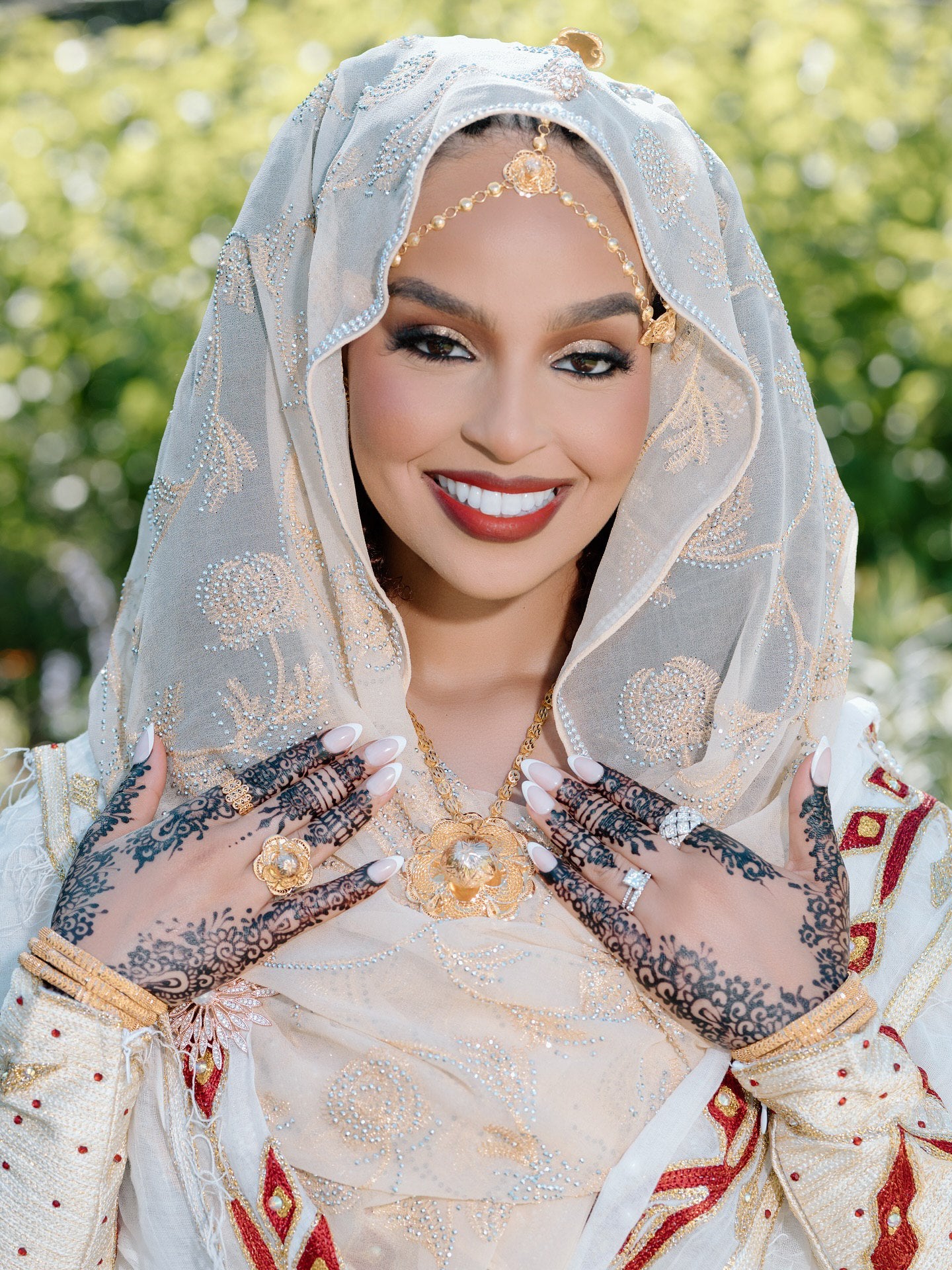 Matching Royal Ethiopian Wedding Attire Traditional His & Hers Cultural Set Red And White Embroidery Habesha Couple's Outfit 0087