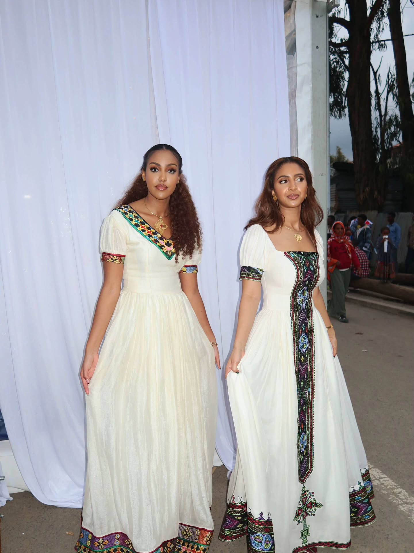 Black & Green Tibeb Habesha Kemis Ethiopian Traditional Dress with Cross Design Short Sleeve Habesha Dress 0088