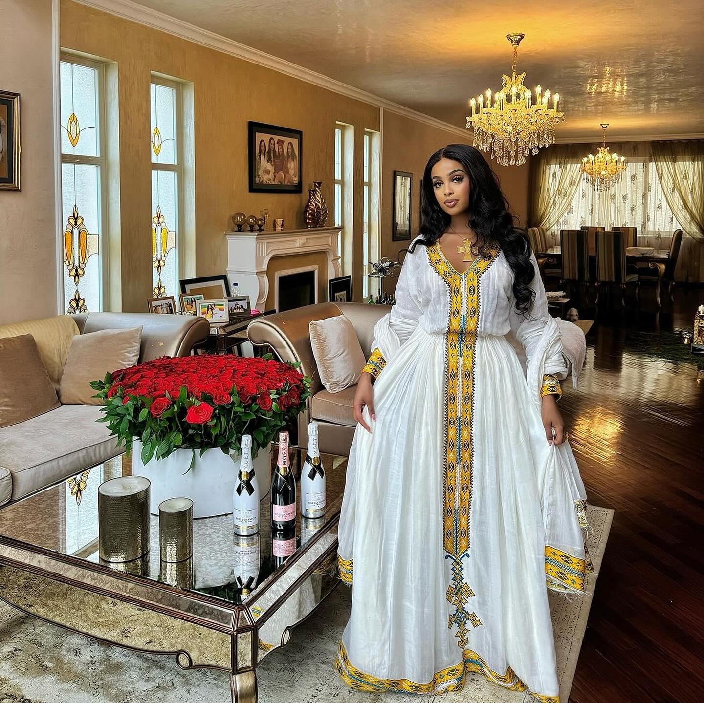 Luxurious Habesha Traditional Dress Handwoven Ethiopian & Eritrean Cultural Kemis Multicolor Embroidery Habesha Dress Stunning Habesha Kemis 110