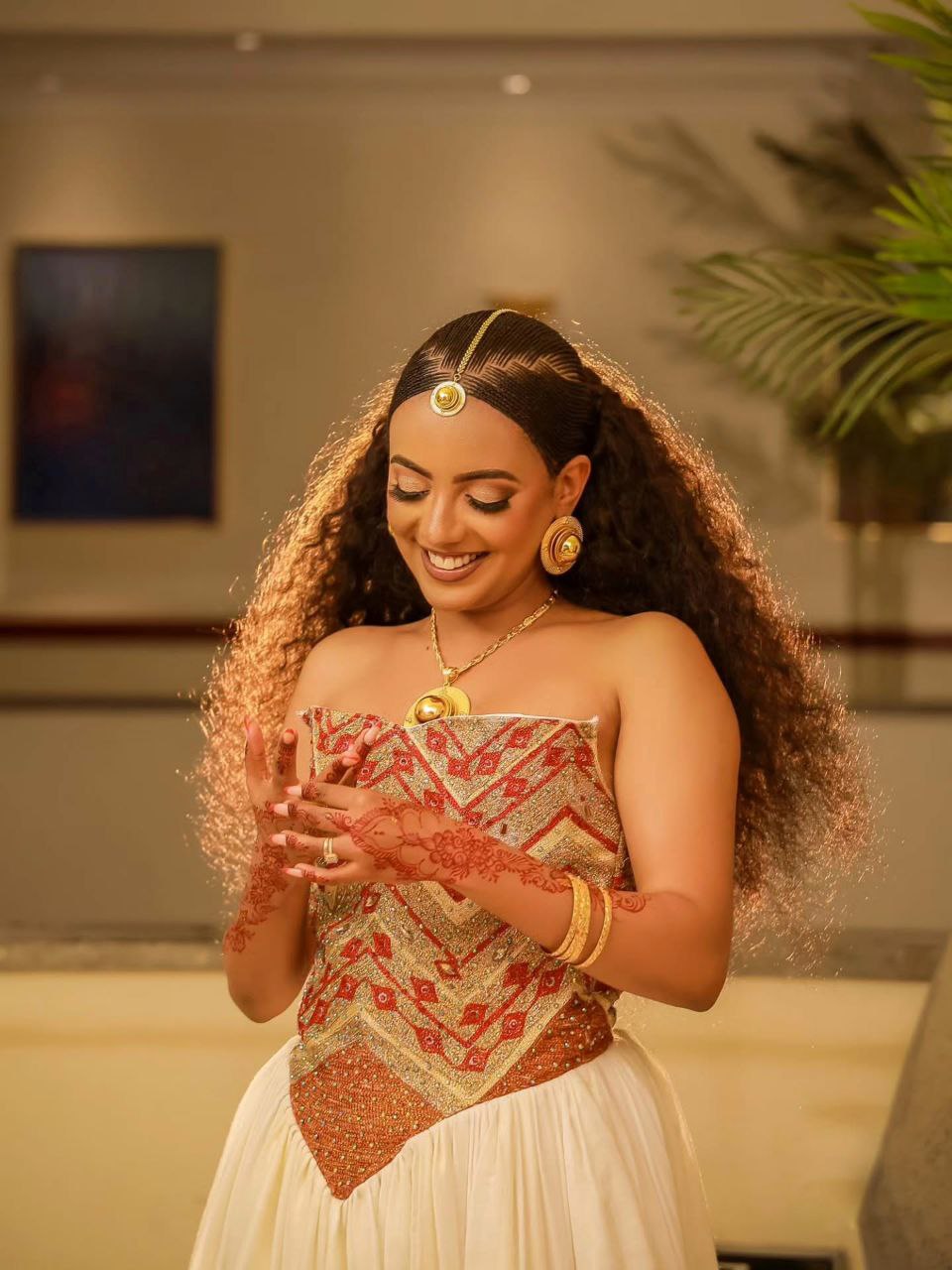 Stunning Habesha Dress for Women Elegant Ethiopian Clothing Red And Gold Embroidery Habesha Wedding Dress 117
