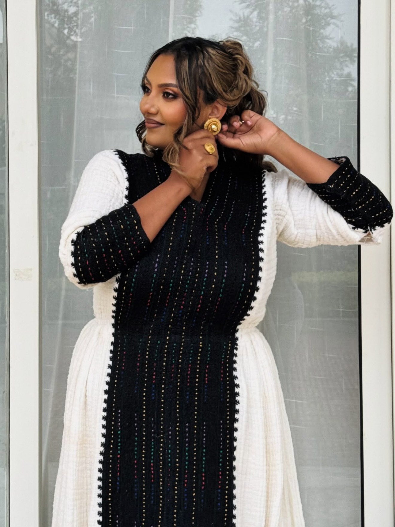 Black Embroidery Ethiopian Clothing Handwoven Habesha Kemis Traditional Habesha Dress 185