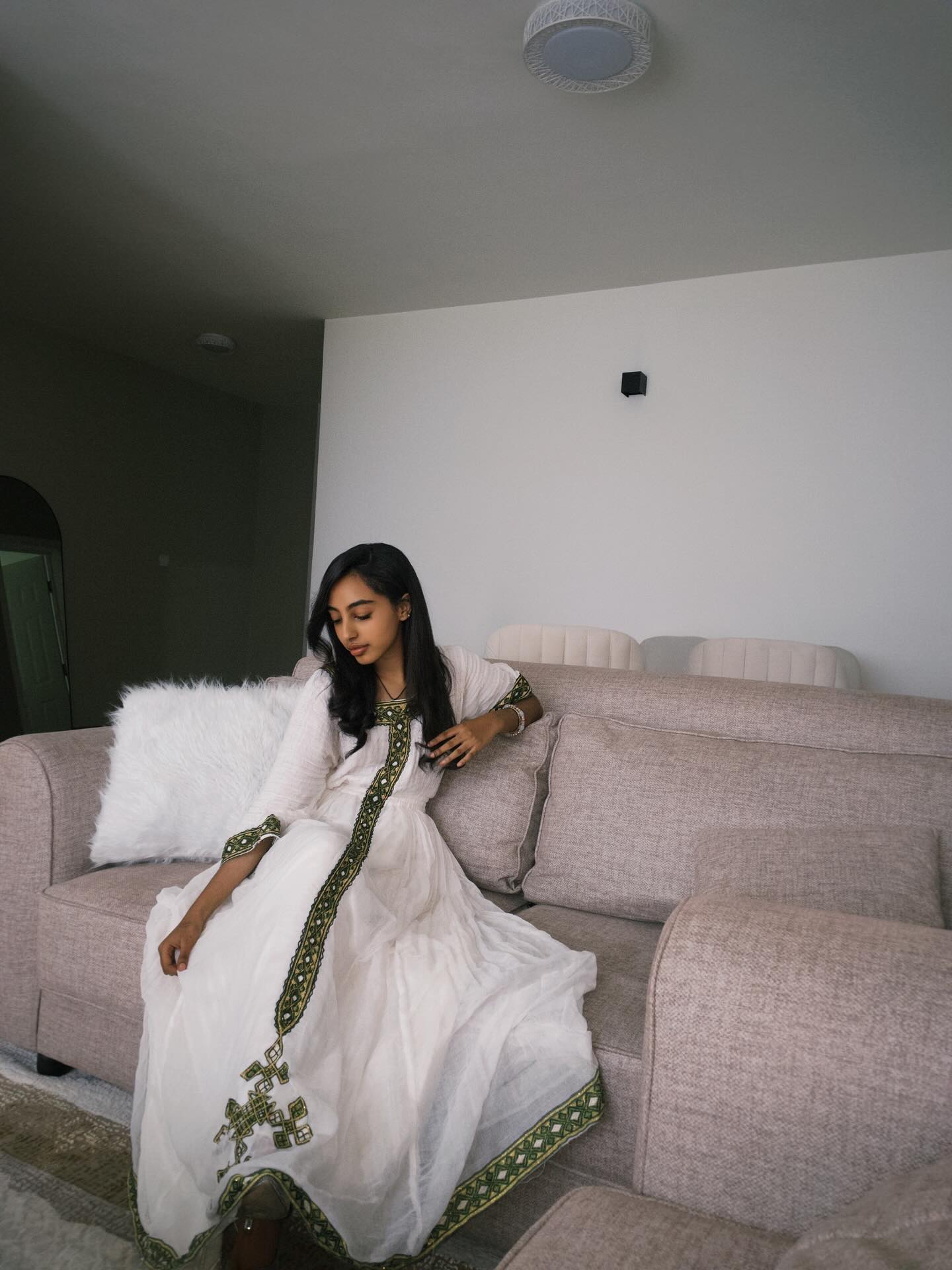 Green Embroidery Habesha Dress Handwoven Habesha Kemis Traditional Ethiopian Clothing 217