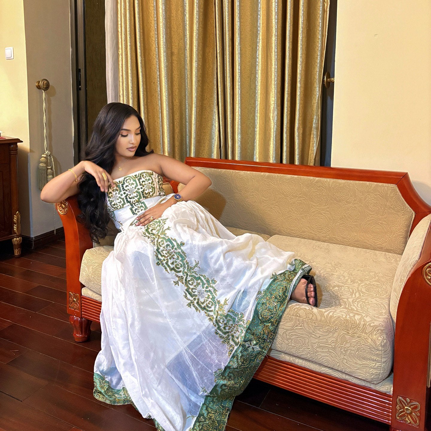 Strapless Ethiopian Traditional Dress Habesha Dress For Festive Stunning Habesha Kemis 122