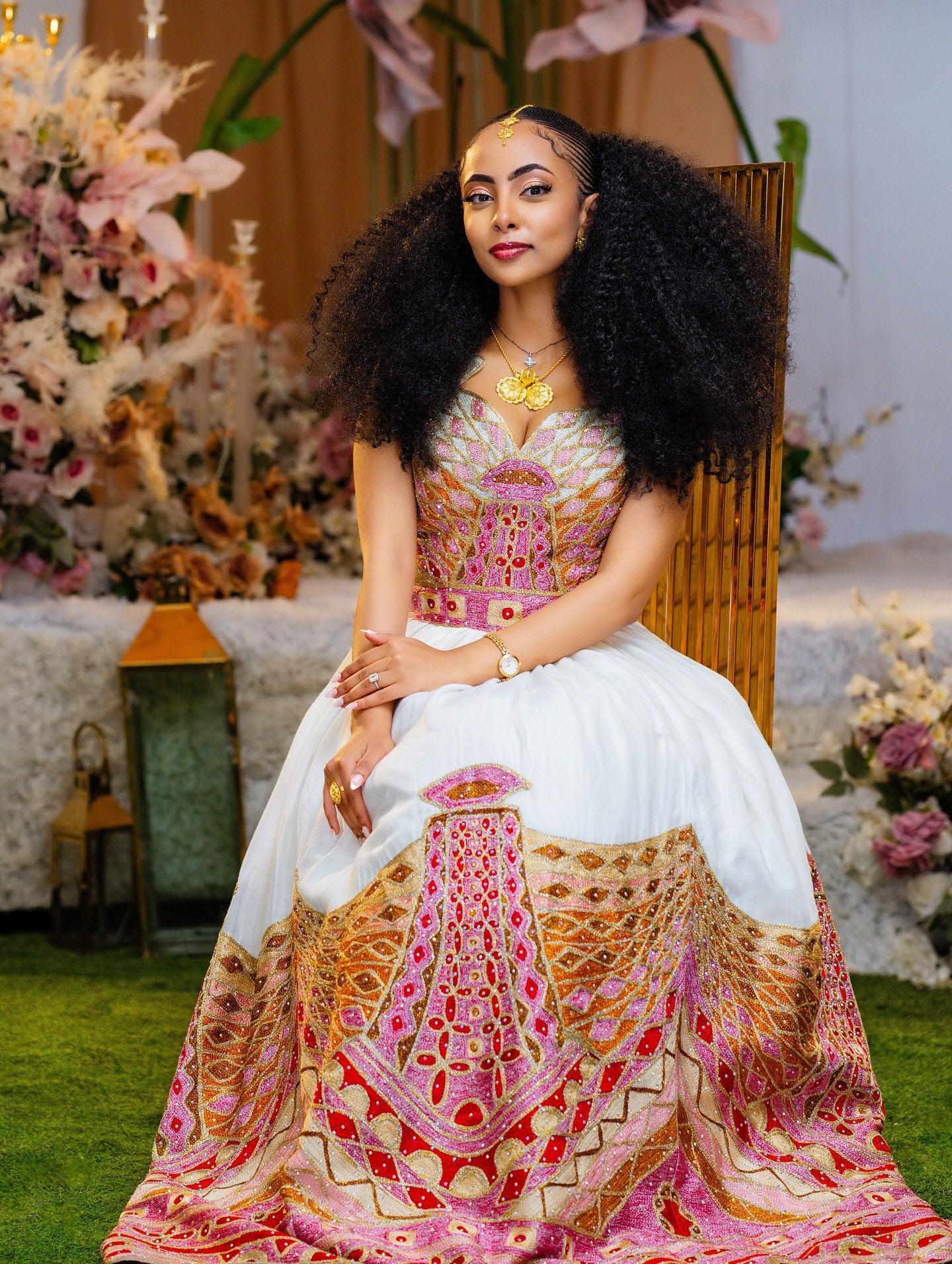 Ethiopian Traditional Wedding Dress Vibrant Embroidery Habesha Kemis Handwoven Habesha Dress 143
