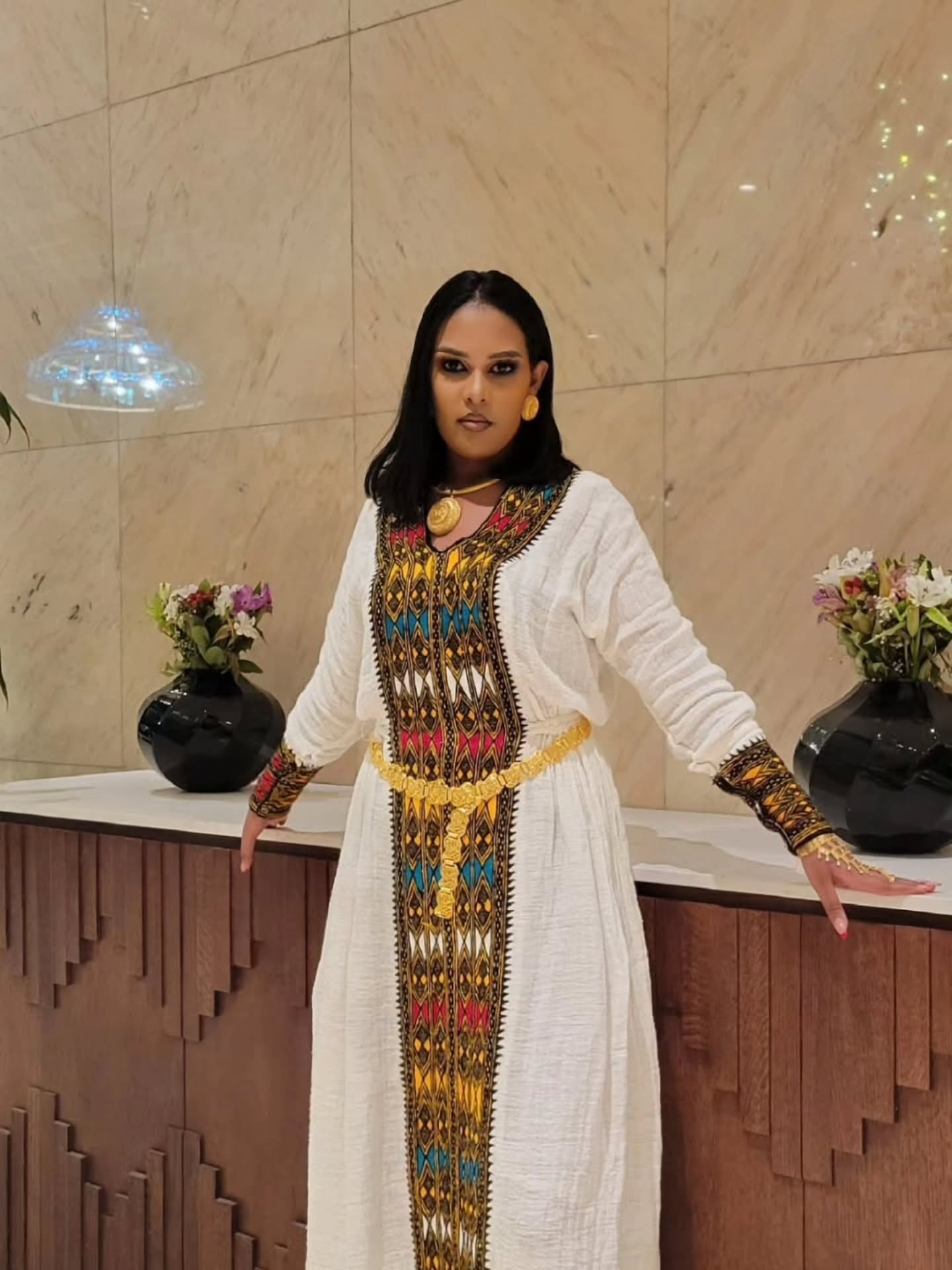 Multicolored Embroidery Ethiopian Traditional Dress Cultural Style Habesha dress Stunning Habesha Kemis 146