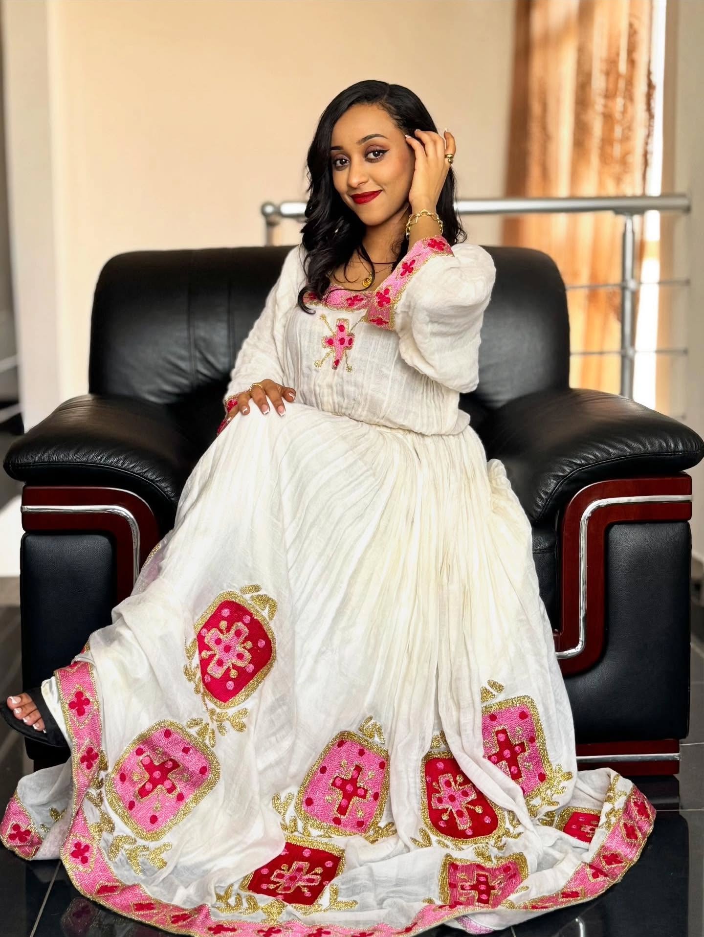 Cross Embroidery Habesha Kemis Traditional Ethiopian Clothing Stylish Habesha Dress 149