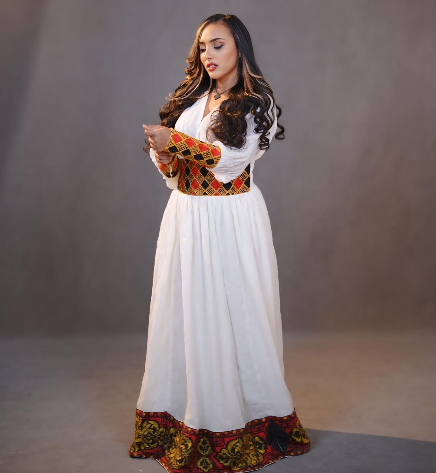 Elegant Ethiopian Traditional Clothing Habesha Dress with Intricate Handwoven Embroidery Habesha Kemis For Event 152