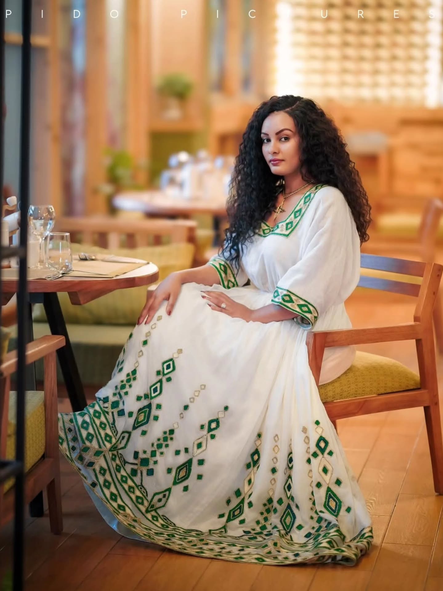 Green embroidery Habesha Dress Authentic Ethiopian Traditional Dress & Classic Habesha Kemis 164