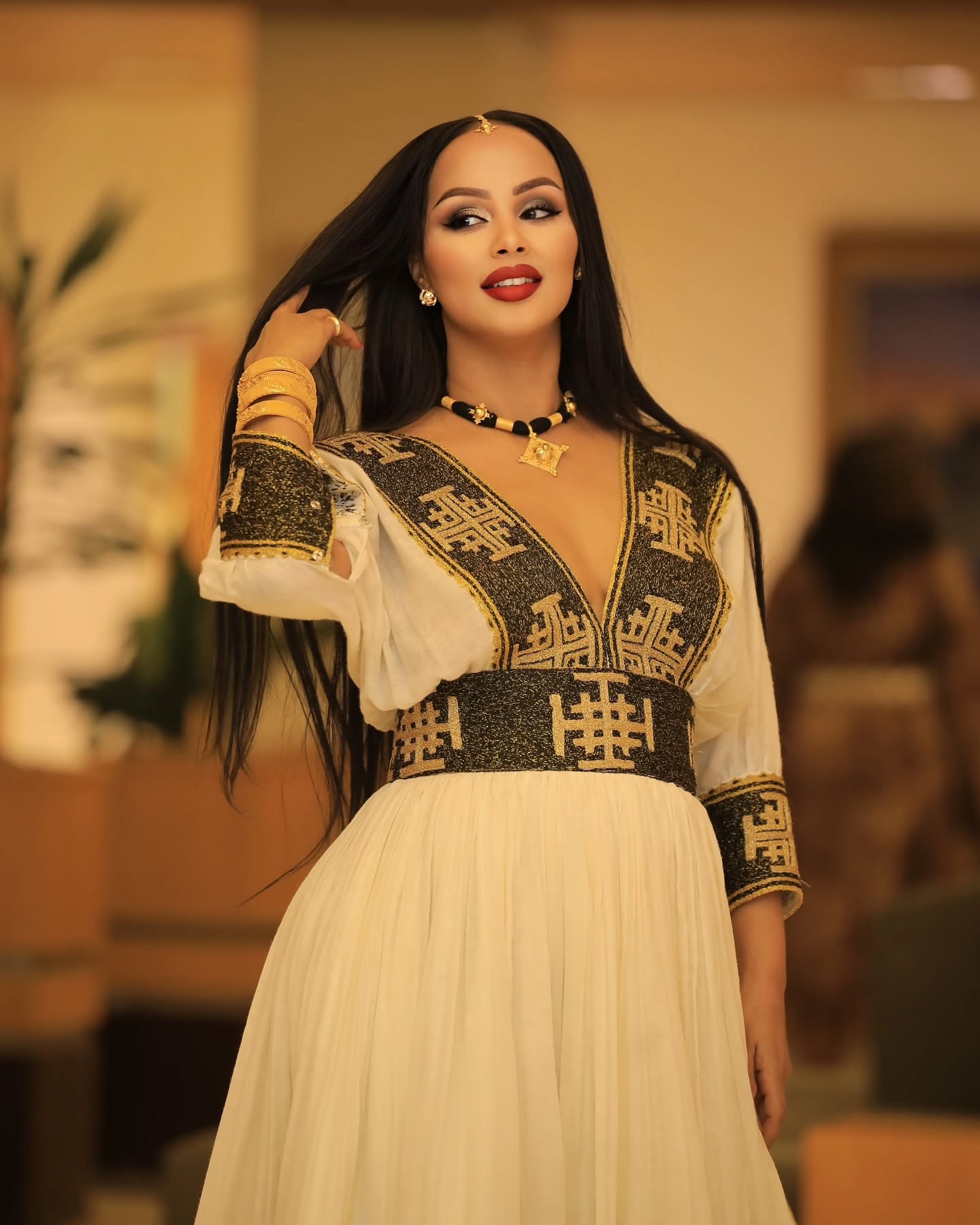 Black and Gold Habesha Kemis Traditional Ethiopian Dress Habesha Dress Elegance 171