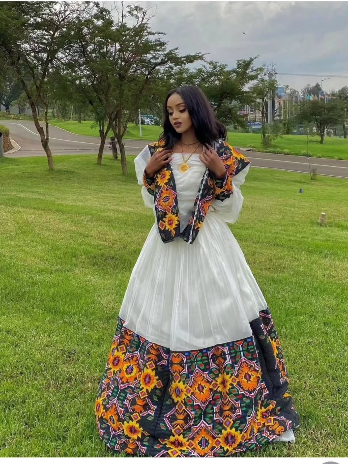 Traditional Ethiopian Wedding Dress Graceful Habesha Kemis Multicolored Embroidery Habesha Dress 181