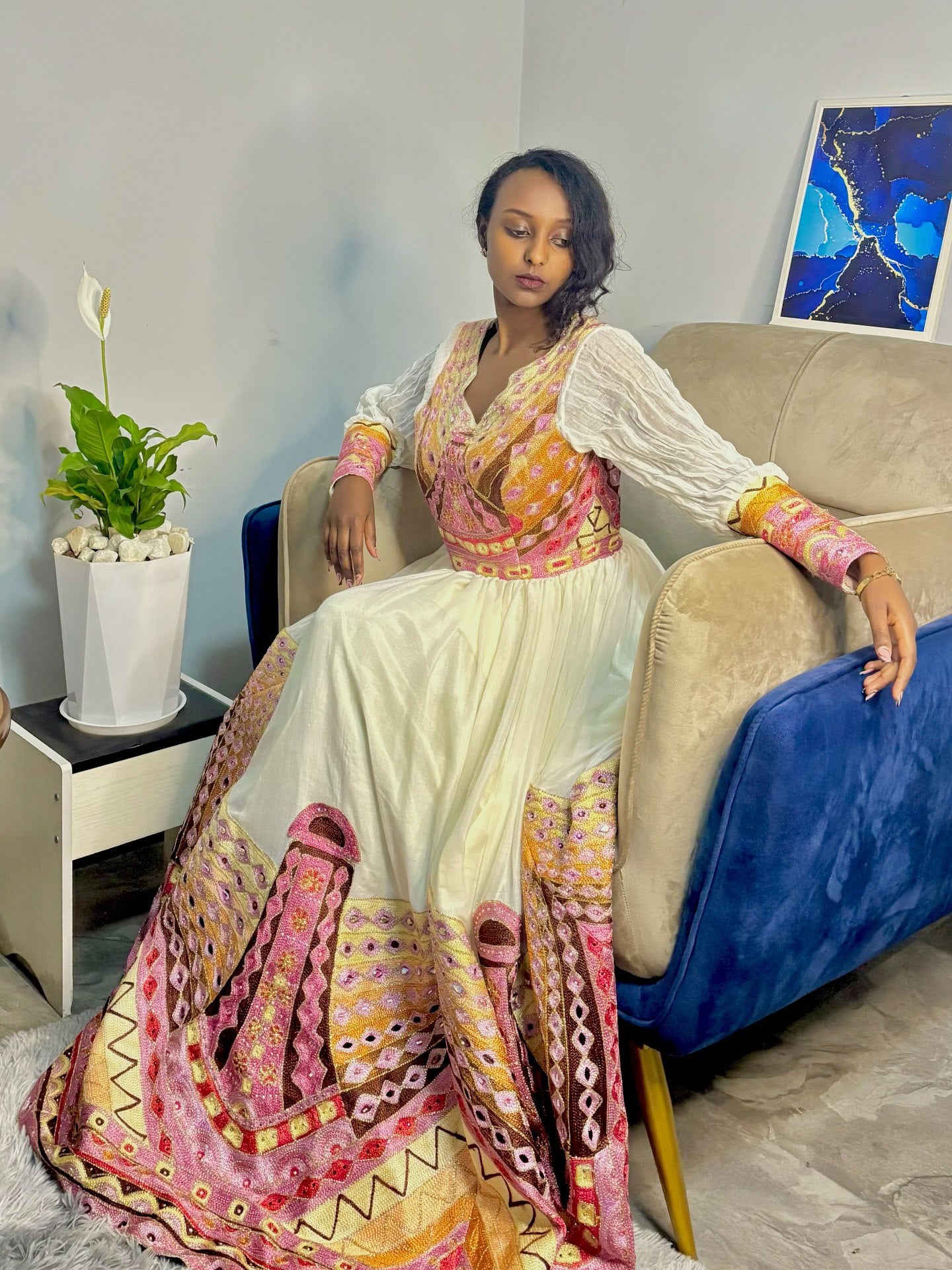 ethiopian traditional wedding dress designer Beaded Habesha Wedding Dress Gorgeous Design Ethiopian Wedding Dress XL