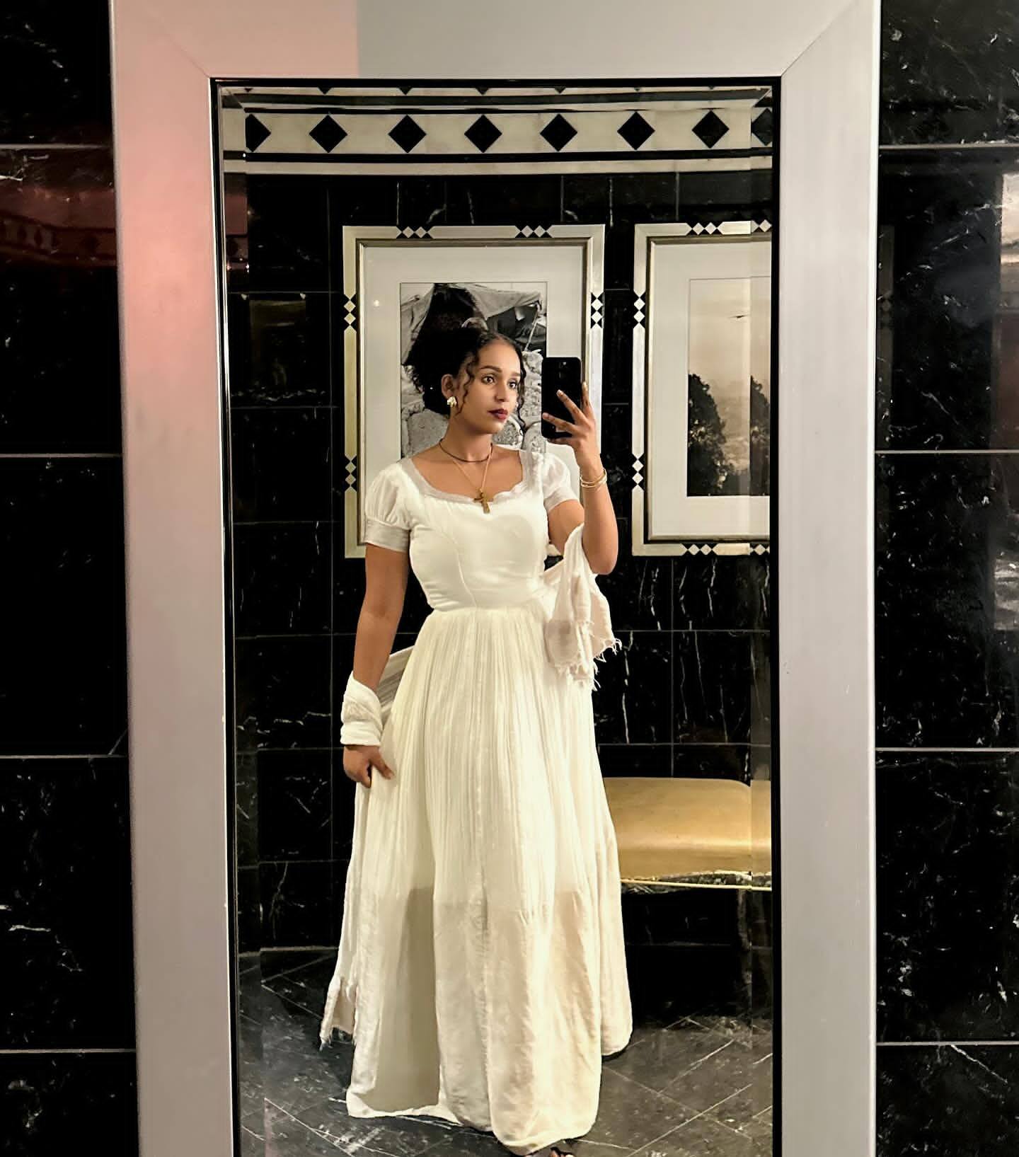 White Habesha Dress Festive Habesha Kemis Timeless Beauty in Traditional Ethiopian Clothing 187